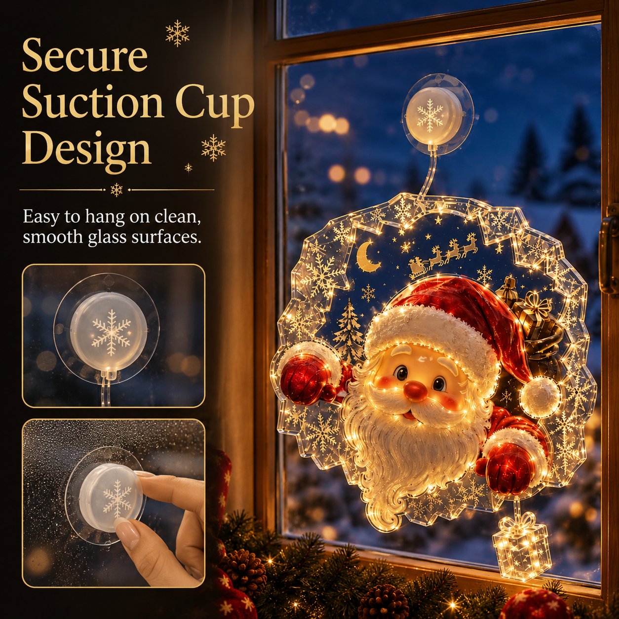 🎄 Karácsonyi ablakdísz tapadókoronggal