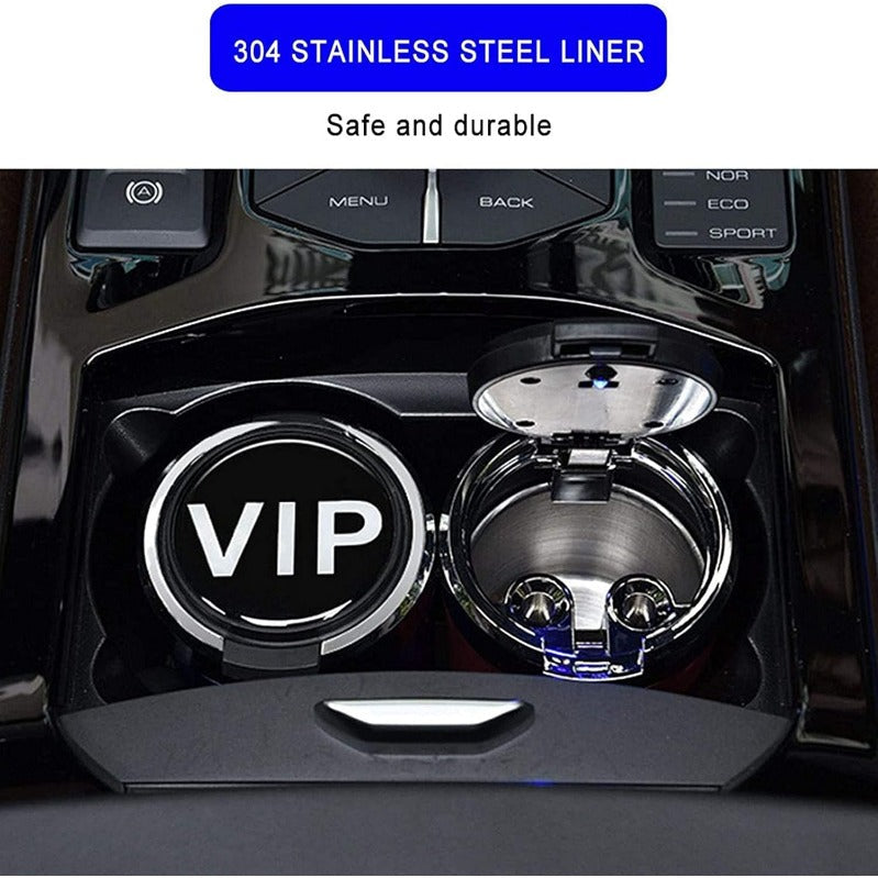 Woyuosn füstmentes rozsdamentes acél LED-es autós pohártartó hamutartó