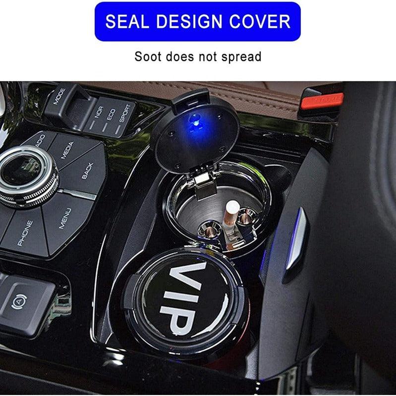 Woyuosn füstmentes rozsdamentes acél LED-es autós pohártartó hamutartó