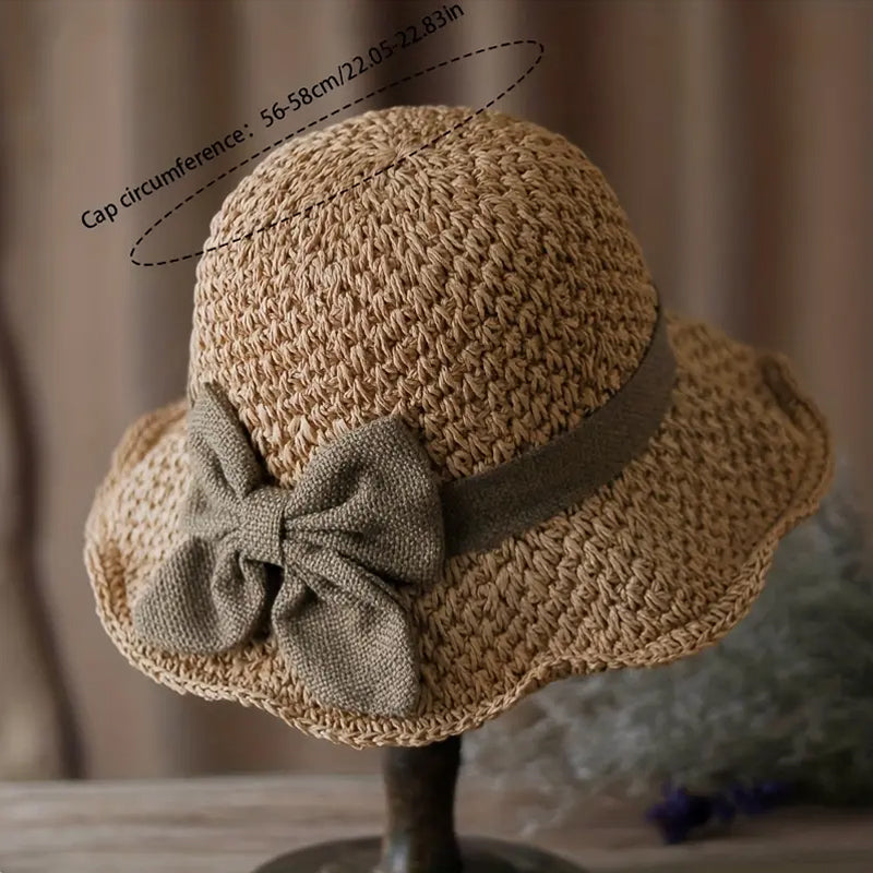 🏖️👒Elegáns szőtt szalmakalap masnival