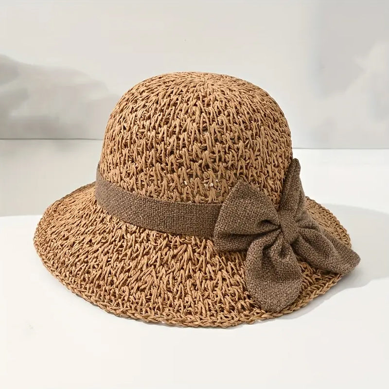 🏖️👒Elegáns szőtt szalmakalap masnival