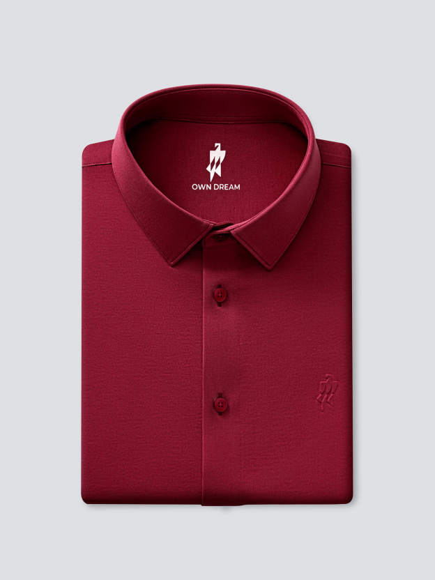 Bordeaux Red Stretch Shirt-Own Dream Shirts-Dress Shirts for Men