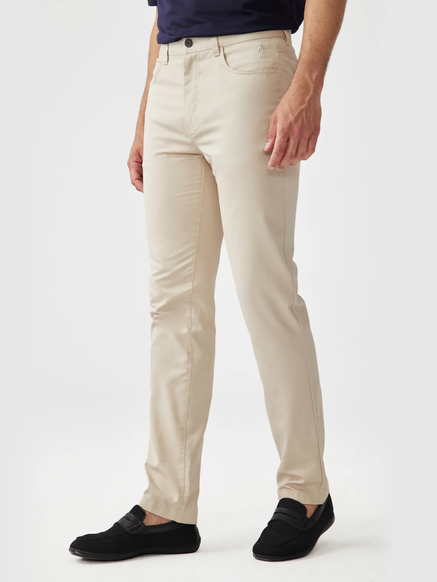 Classic Navy Stretch Shirt & Naples Khaki Stretch Pants Set