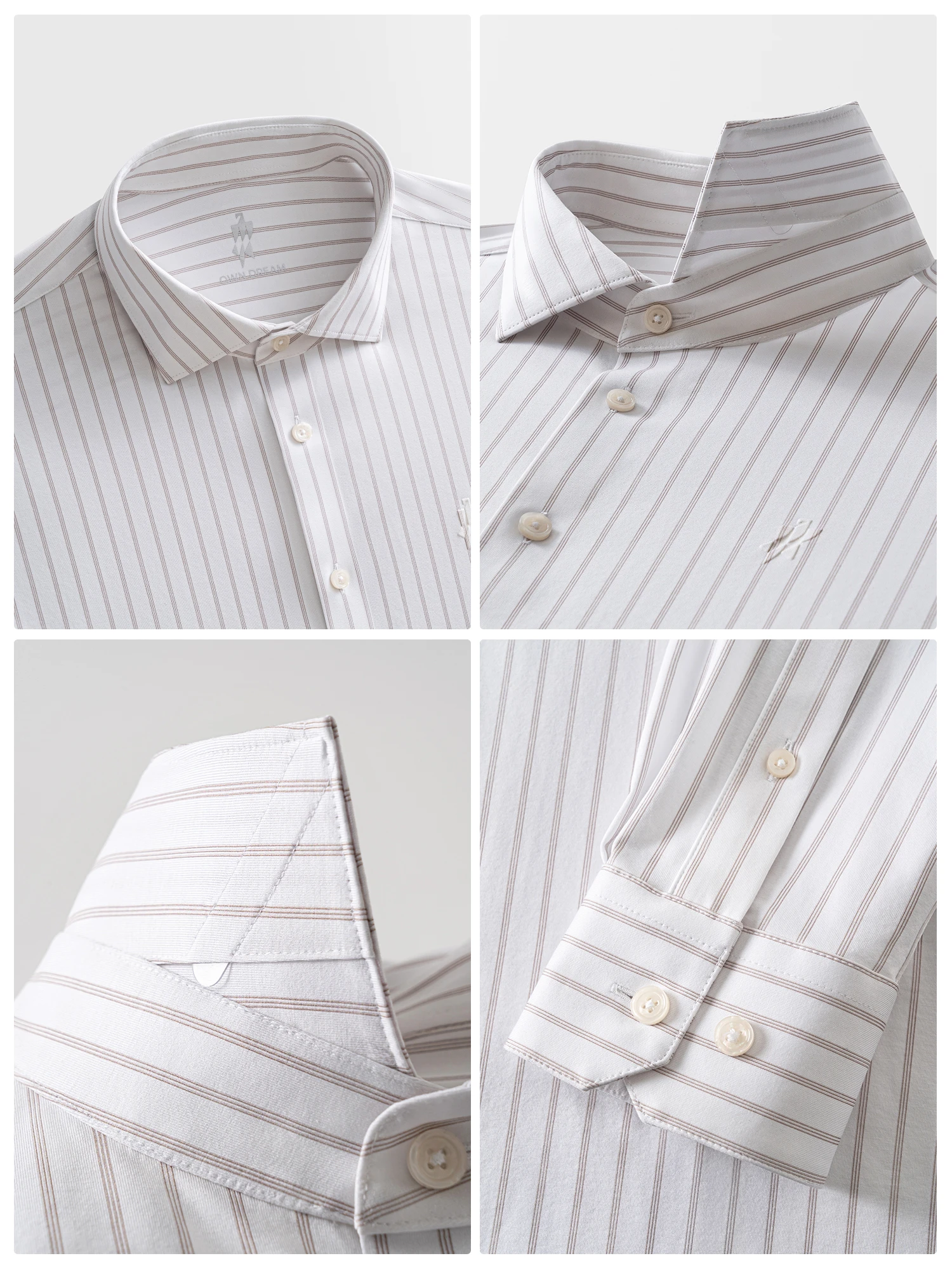 White Oak Ring Mocha Stripe Stretch Shirt
