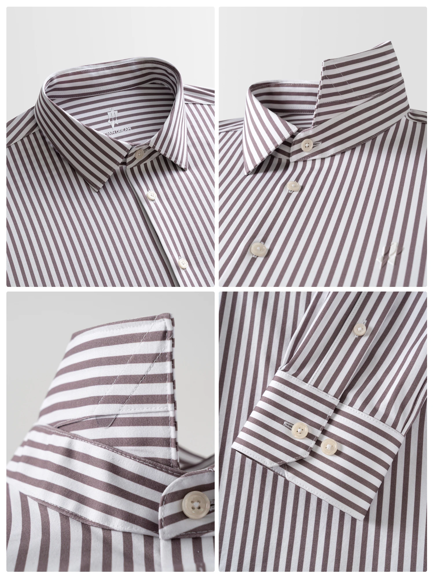 Warm Mocha Stripe Stretch Shirt