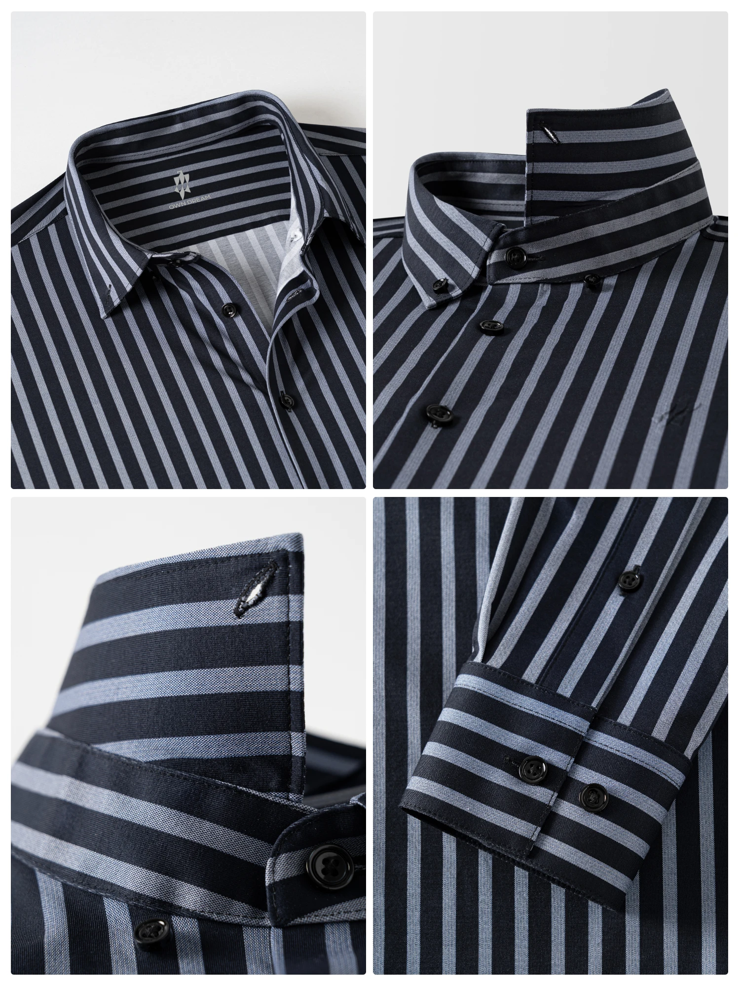 Deep Navy Stripe Stretch Shirt