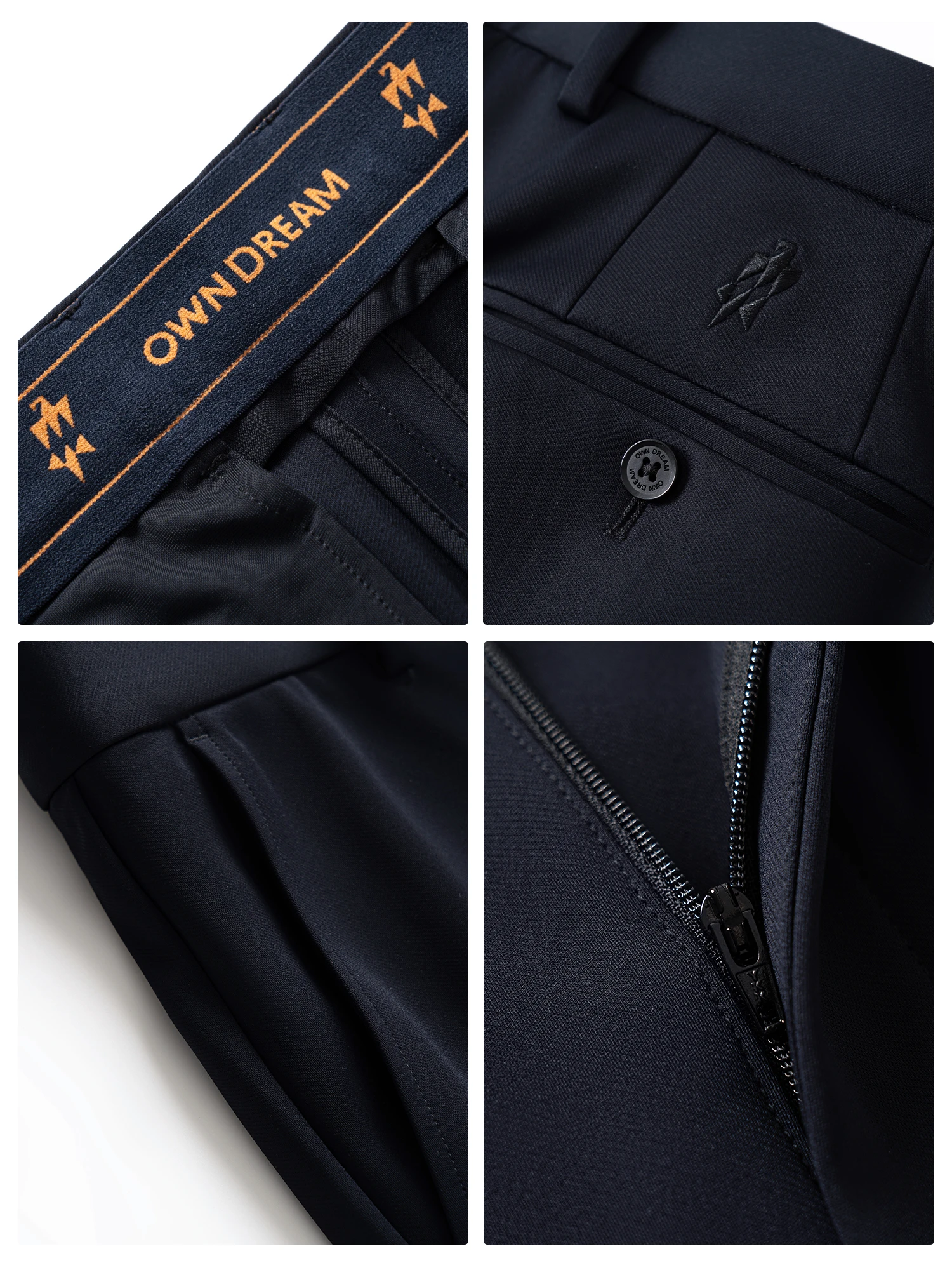 Starfield Navy Silk Wool Stretch Casual Pants