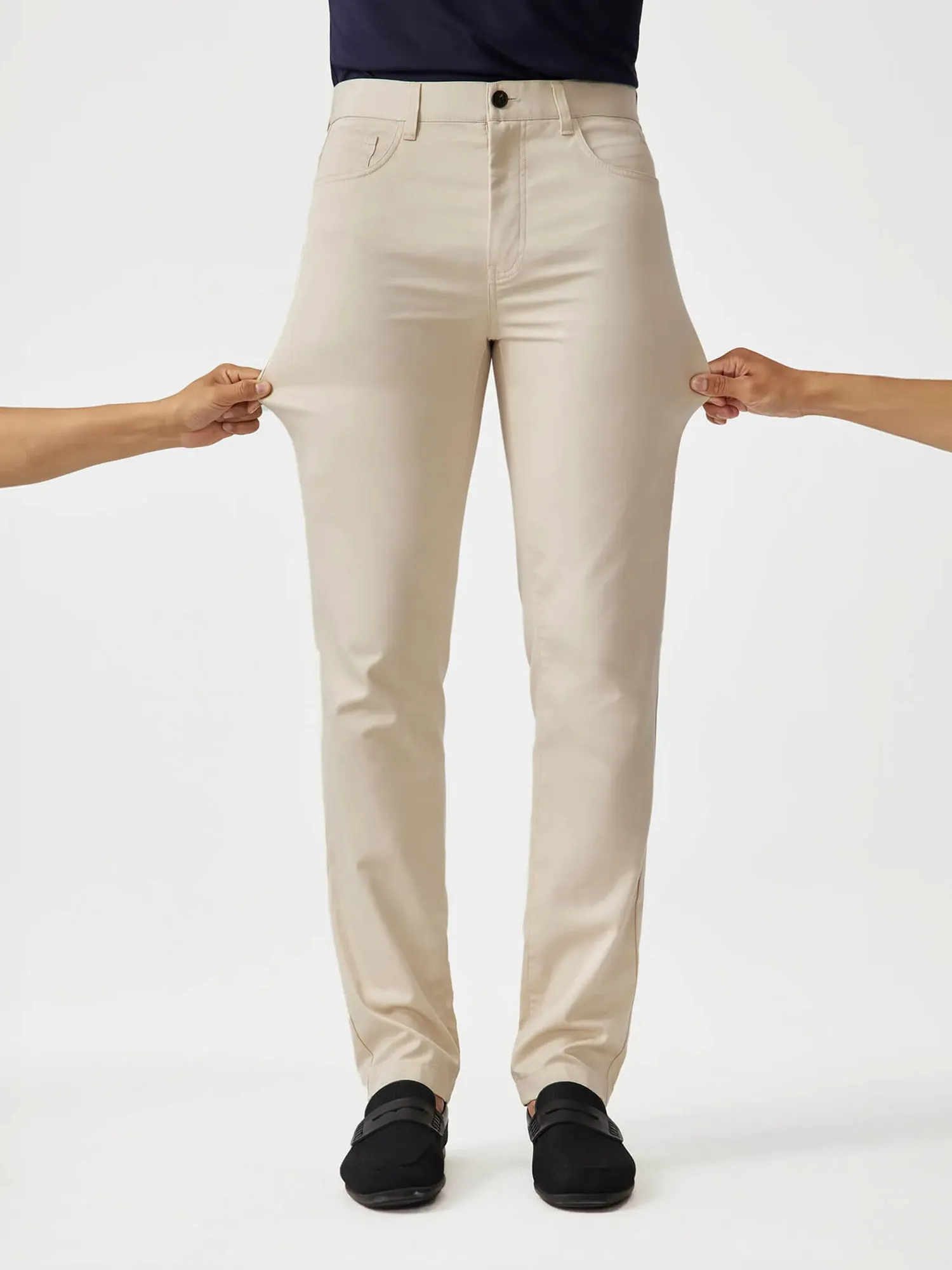 Classic Navy Stretch Shirt & Naples Khaki Stretch Pants Set