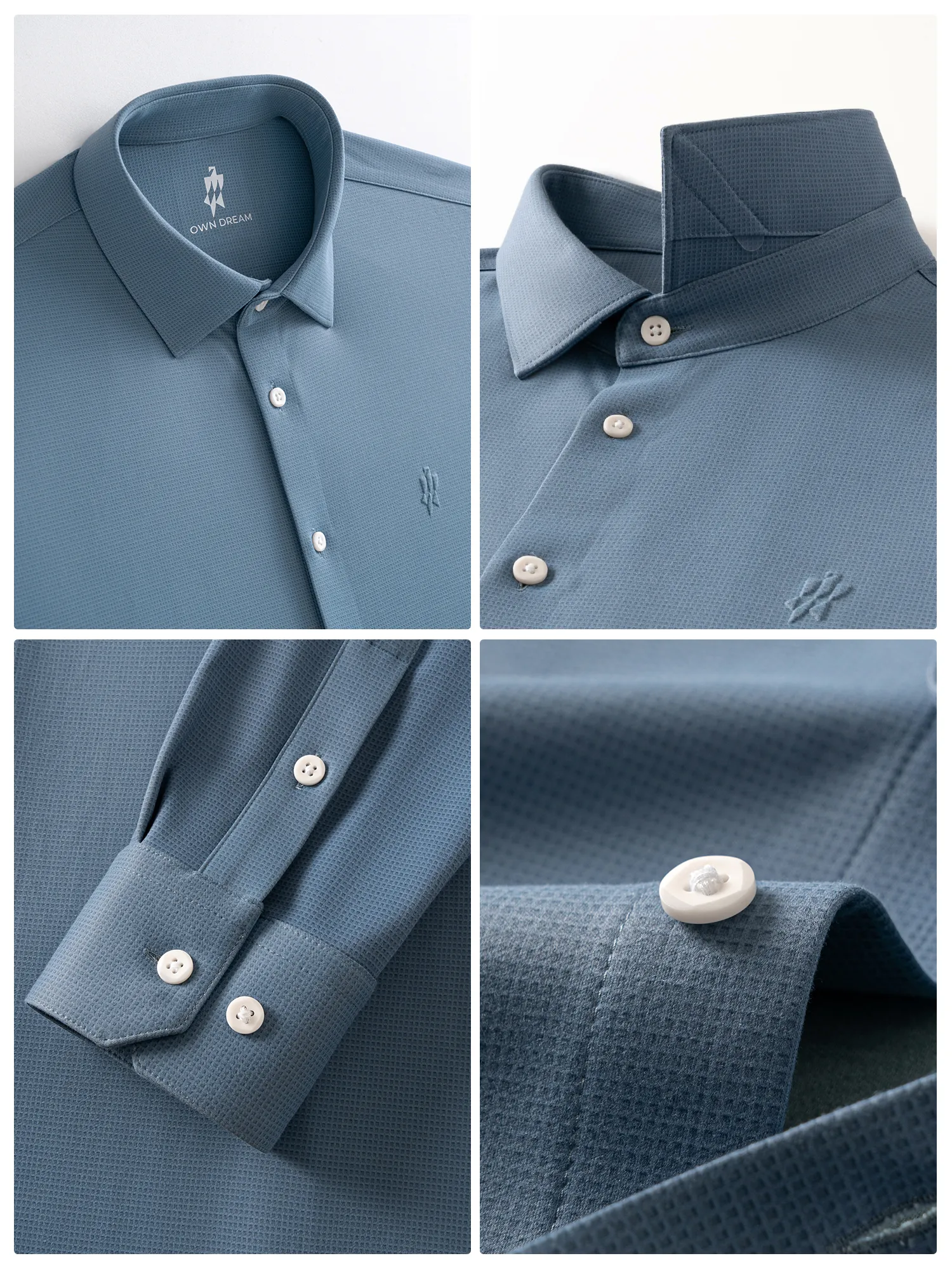 WarmTech Ultra Ice Blue Check Cashmere Stretch Shirt