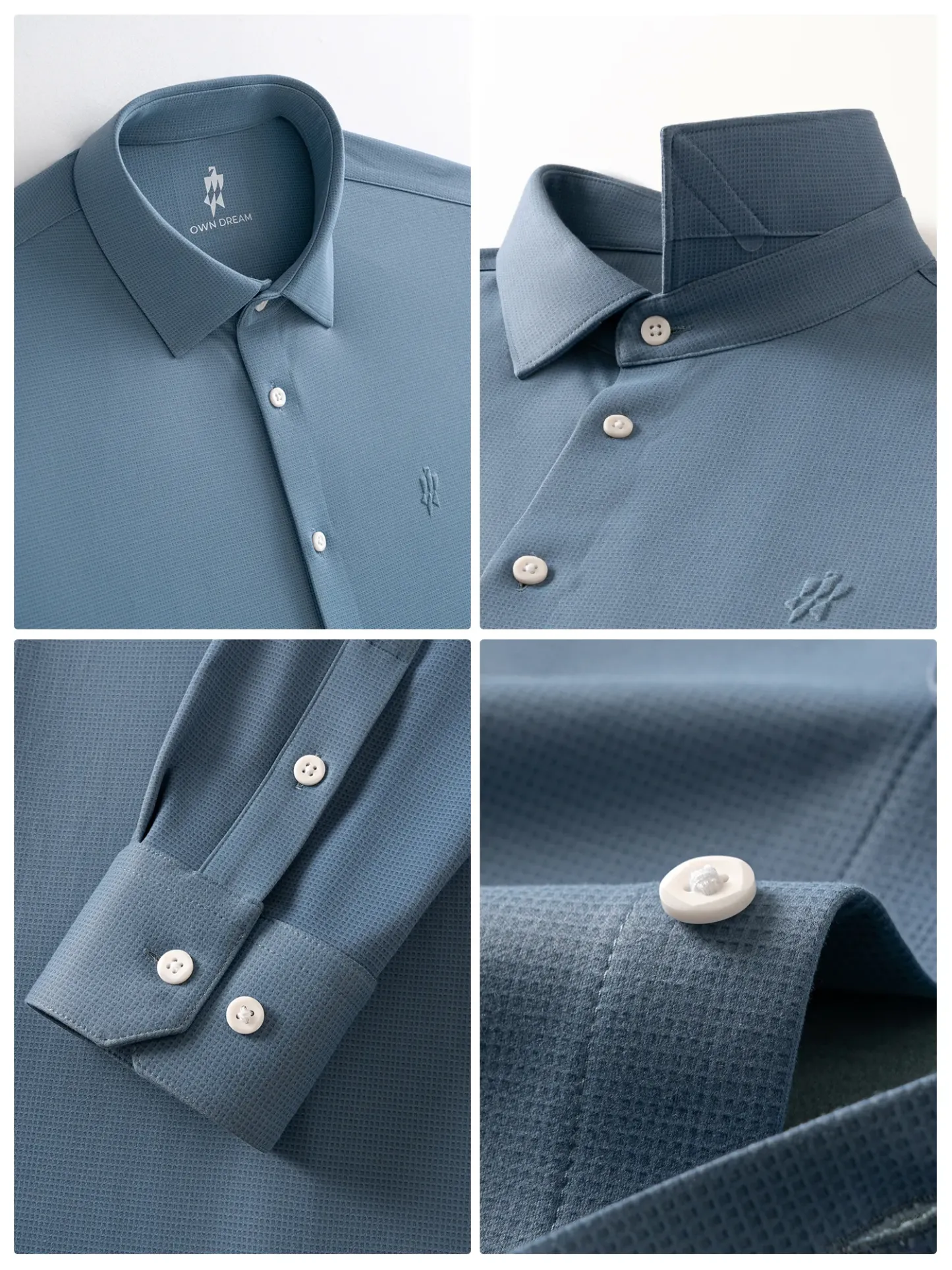 WarmTech Ultra Ice Blue Check Cashmere Stretch Shirt