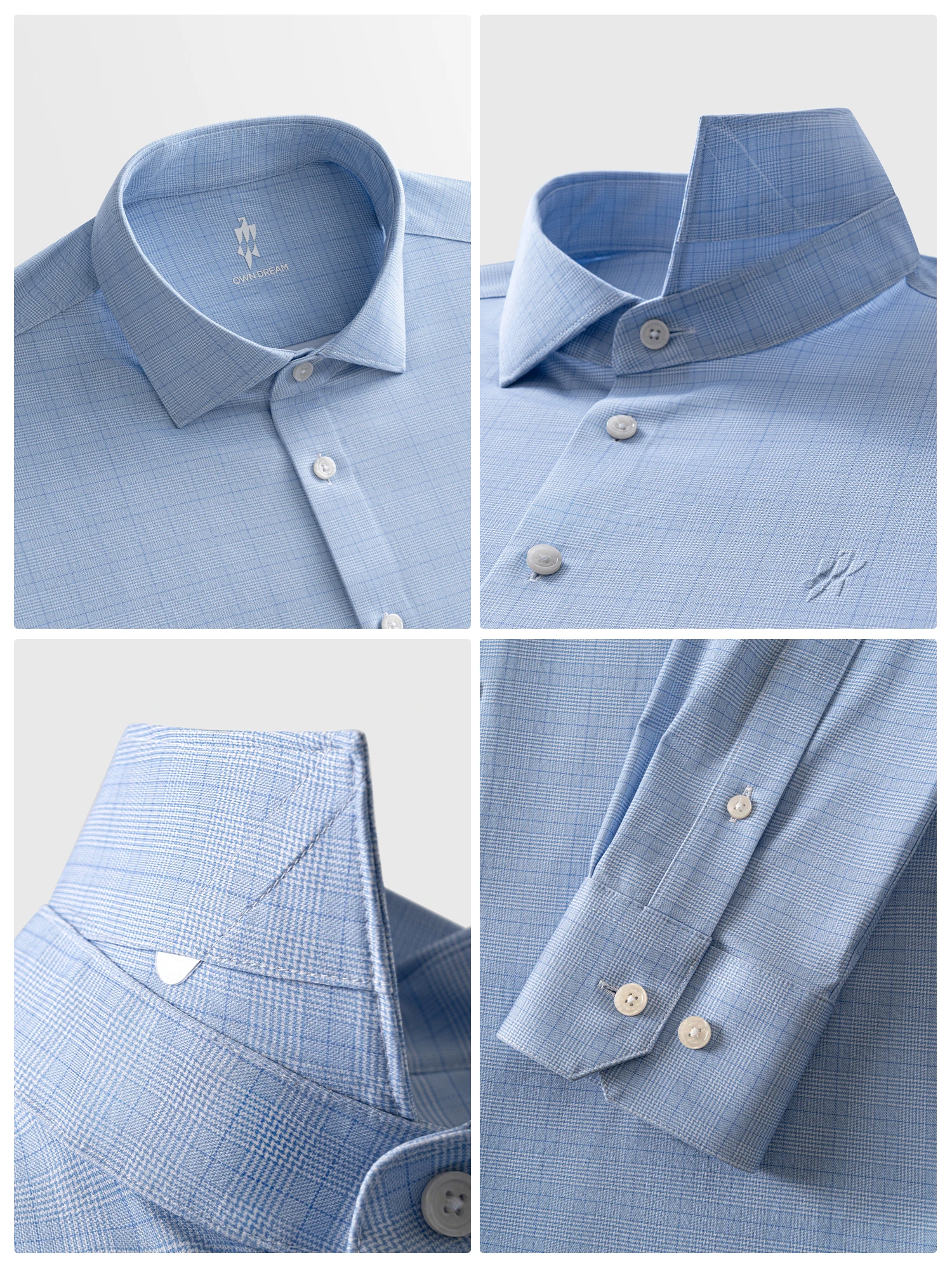Clear Blue Check Stretch Shirt