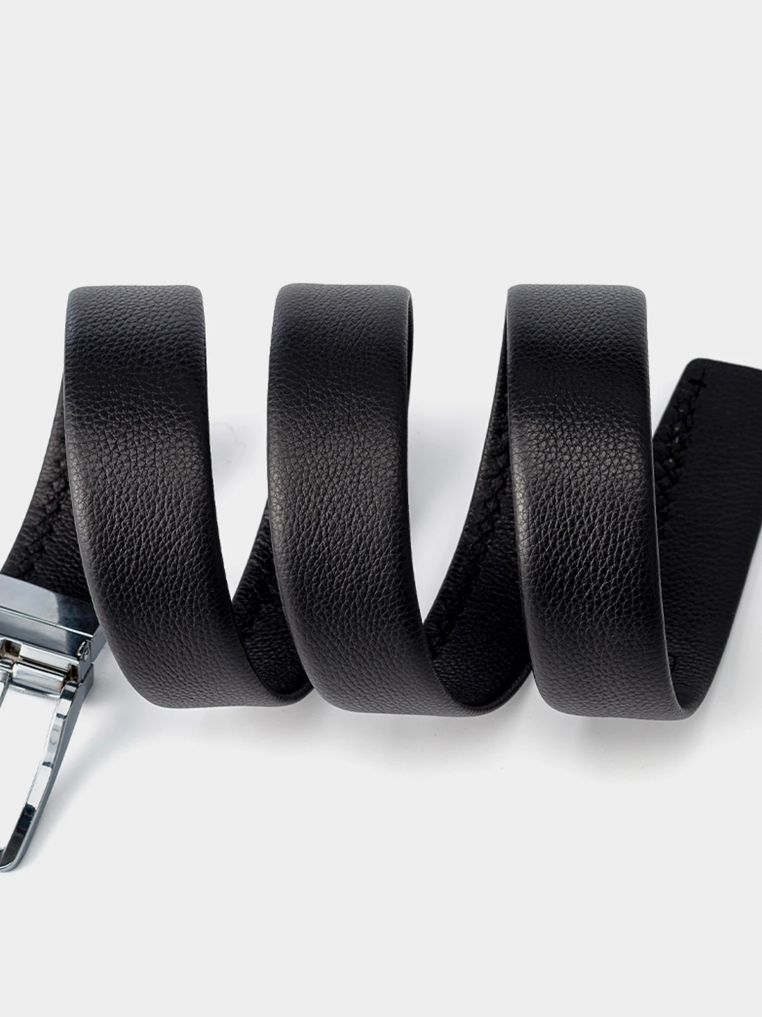 Black Lychee Grain Needle Buckle Belt