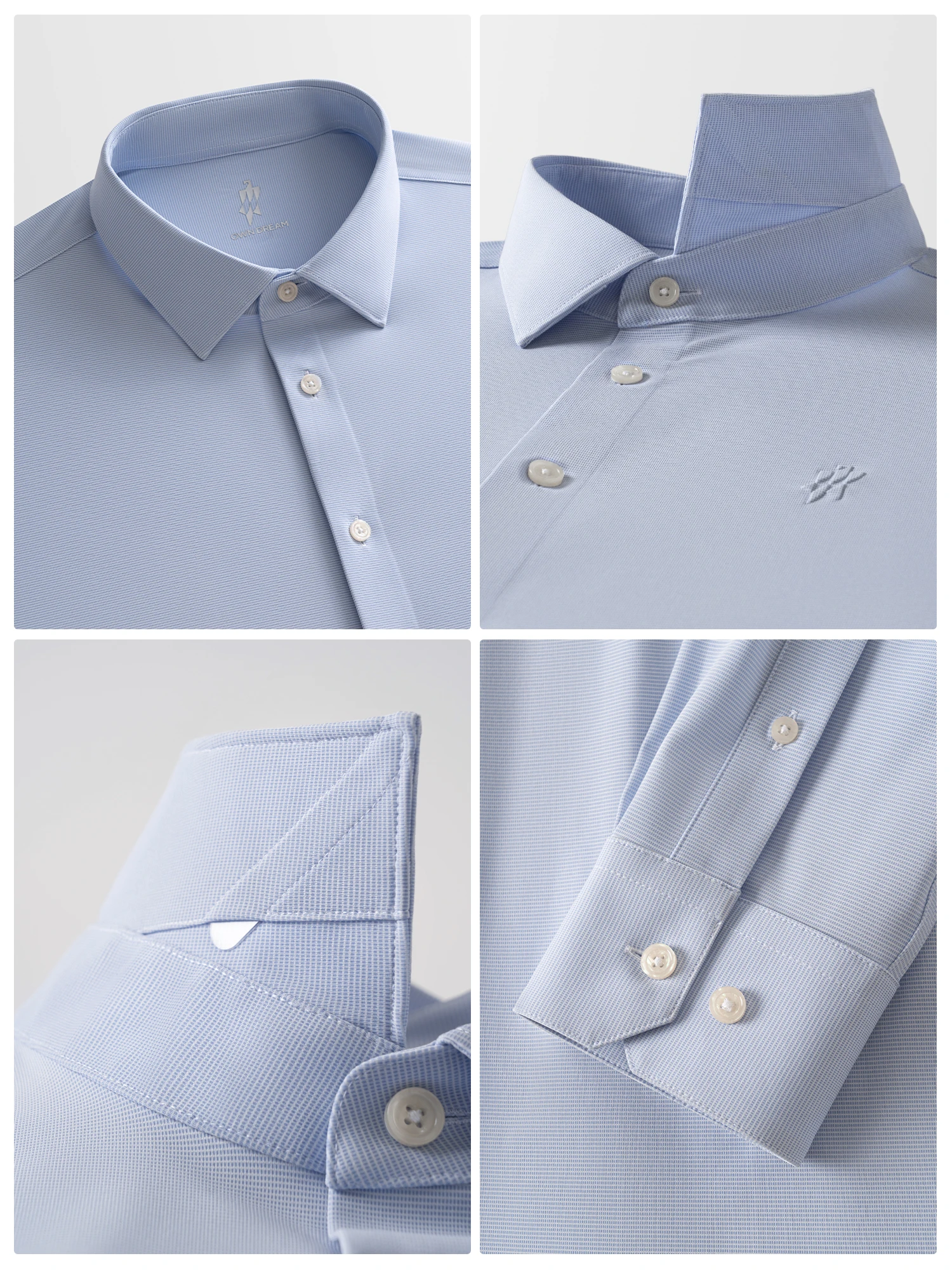 Light Blue Plaid Stretch Shirt