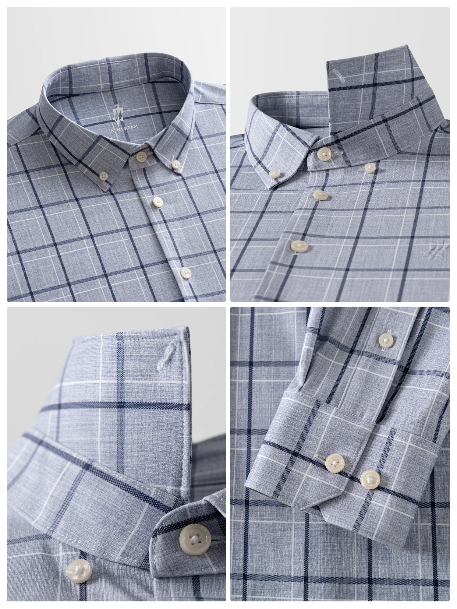 Mist Blue Check Stretch Shirt