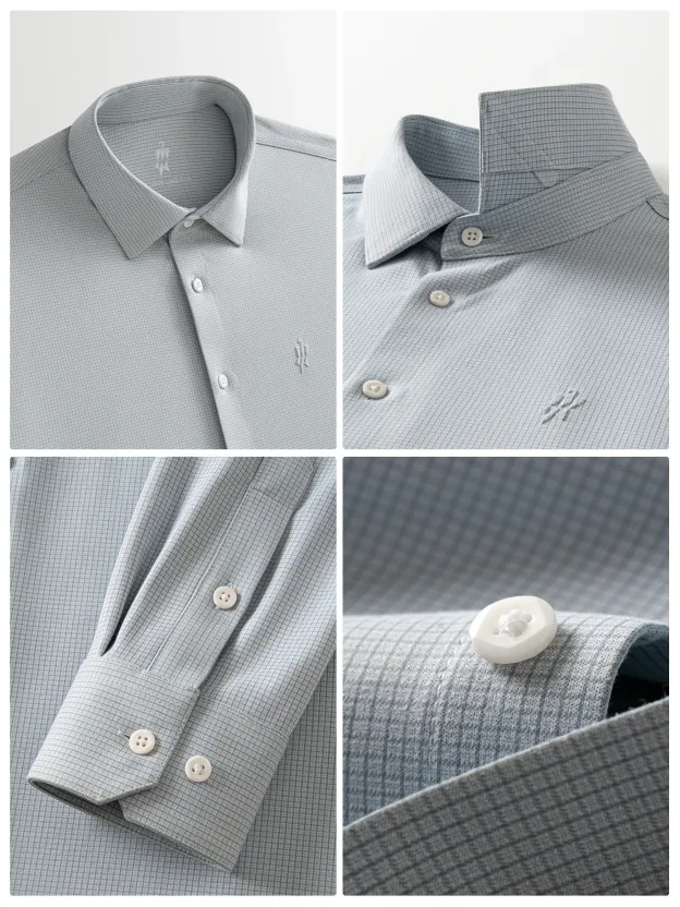 WarmTech Ultra Moonlight Gray Check Cashmere Stretch Shirt