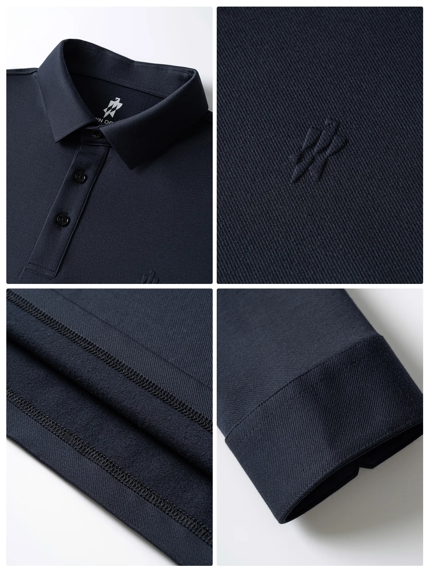 WarmTech Max Navy Blue Silk Cashmere Stretch Polo