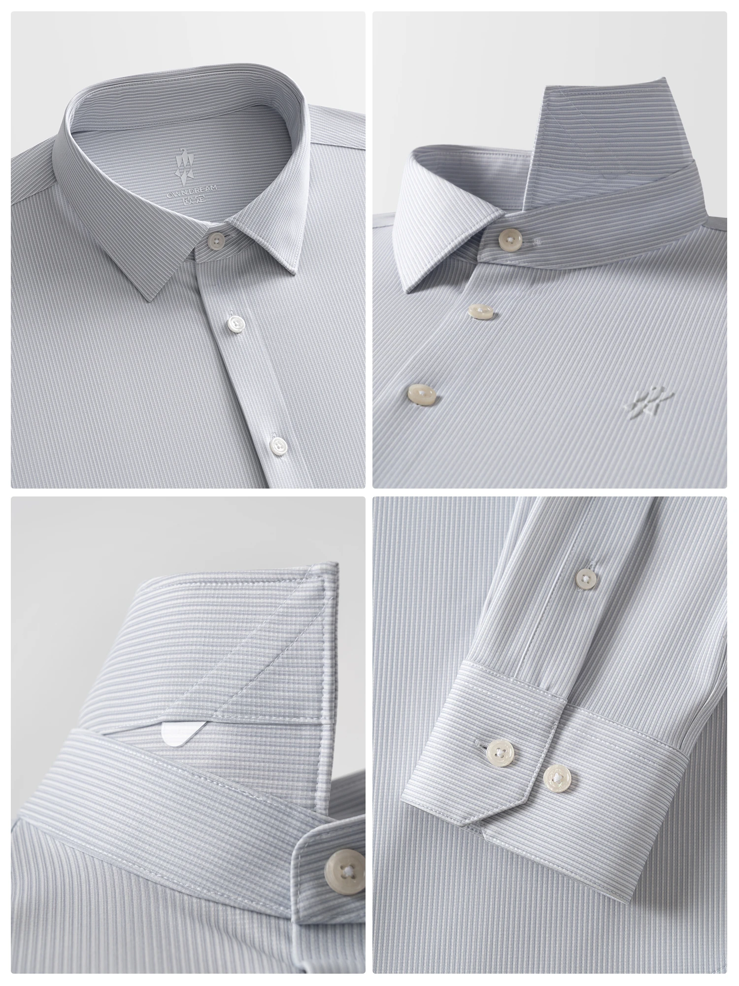 Snow Gray Stripe Stretch Shirt
