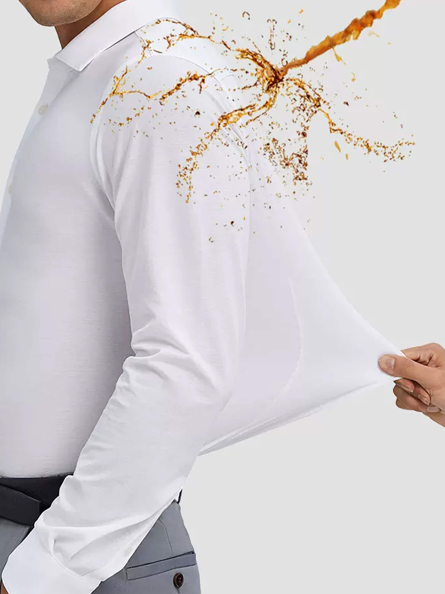 Polar White Stretch Shirt——Water, Oil & Stain Resistant-Own Dream Shirts-Dress Shirts for Men