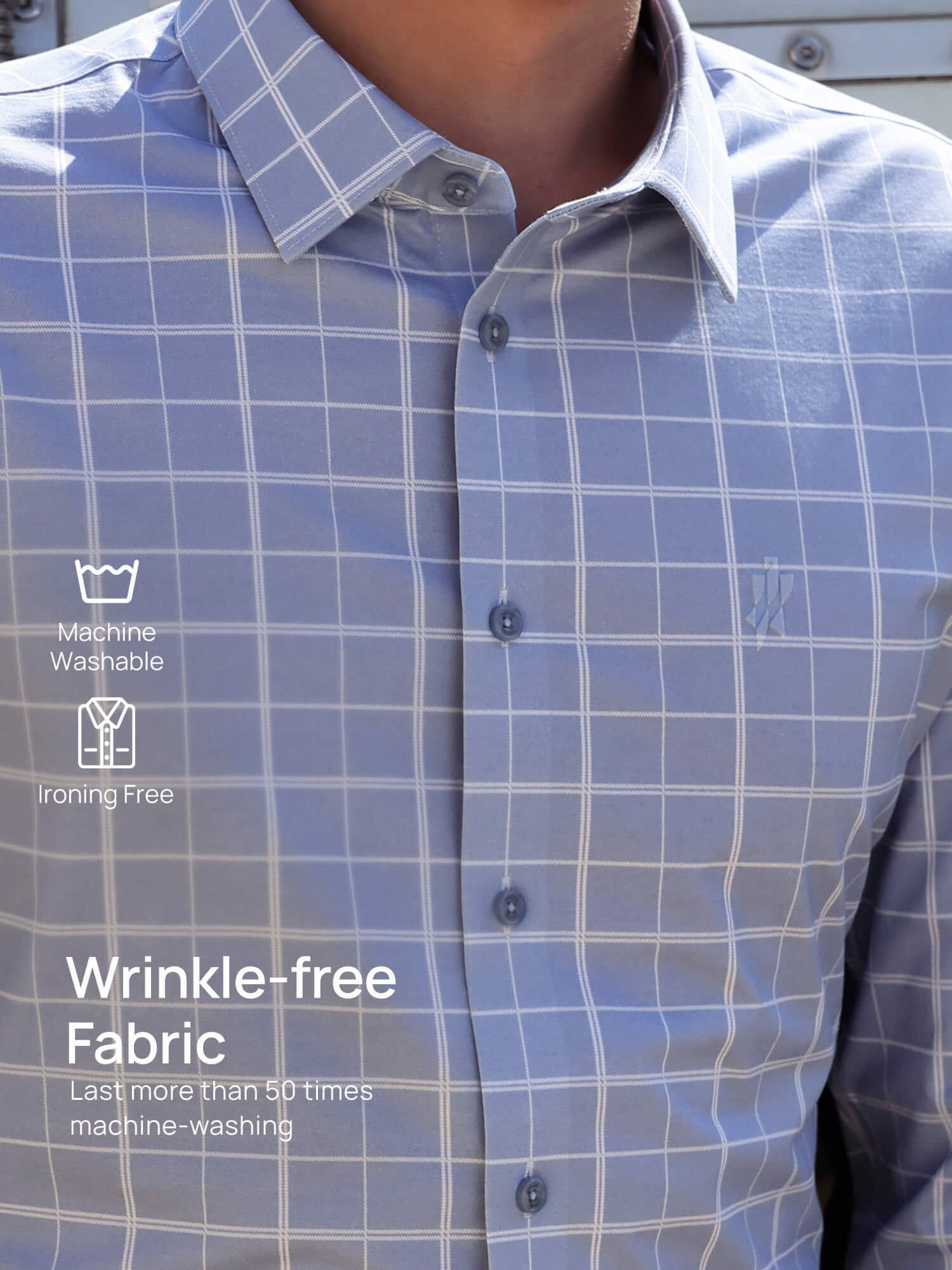Cobalt Blue Omni-Stretch Check Dress Shirt