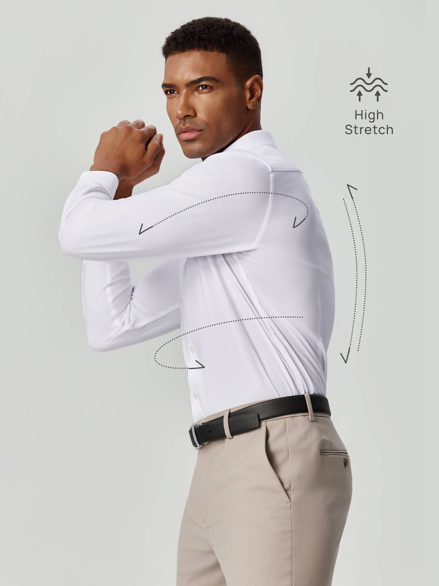 Cobalt Blue Omni-Stretch Check Dress Shirt