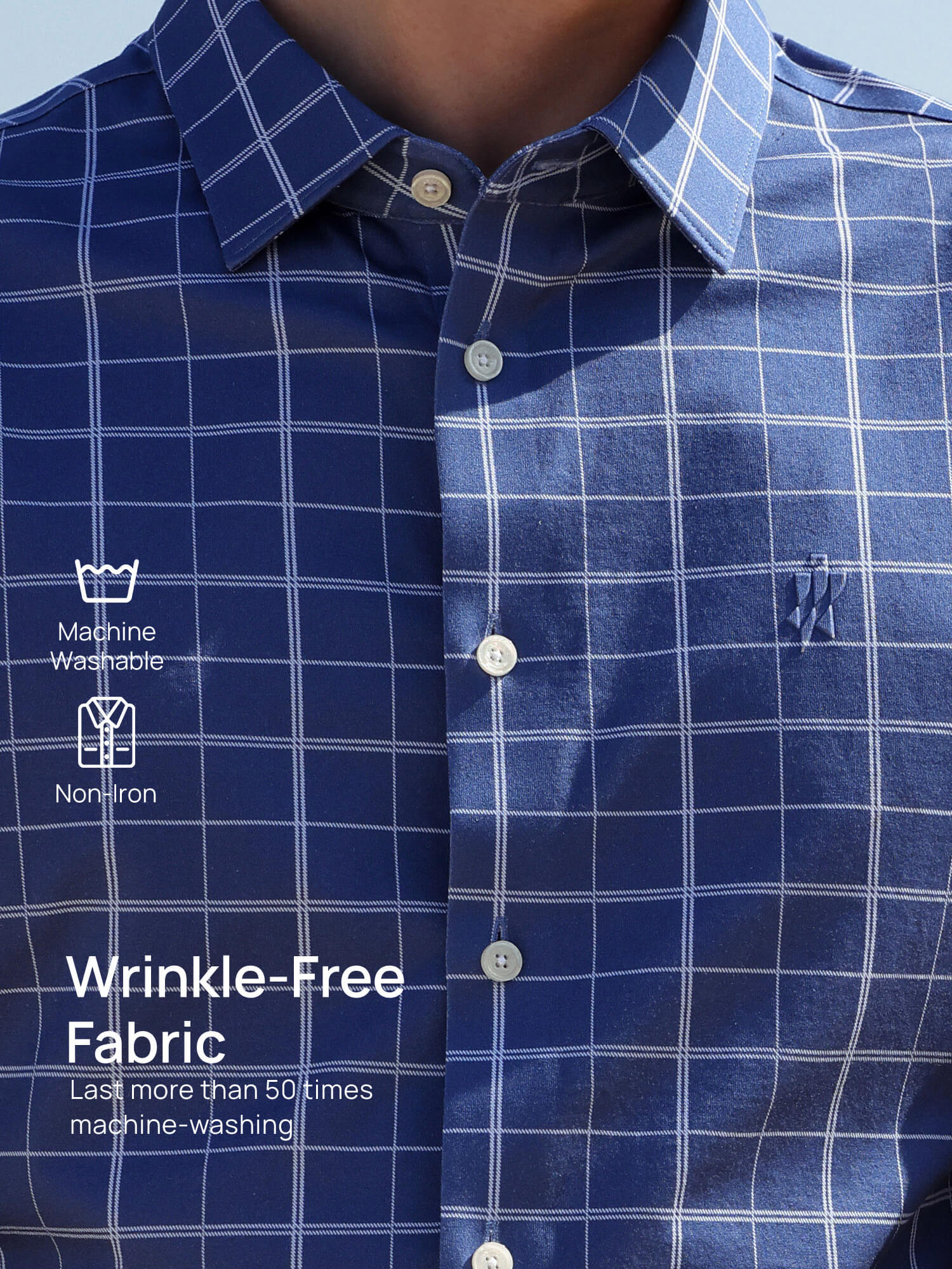 Cobalt Blue Omni-Stretch Check Dress Shirt