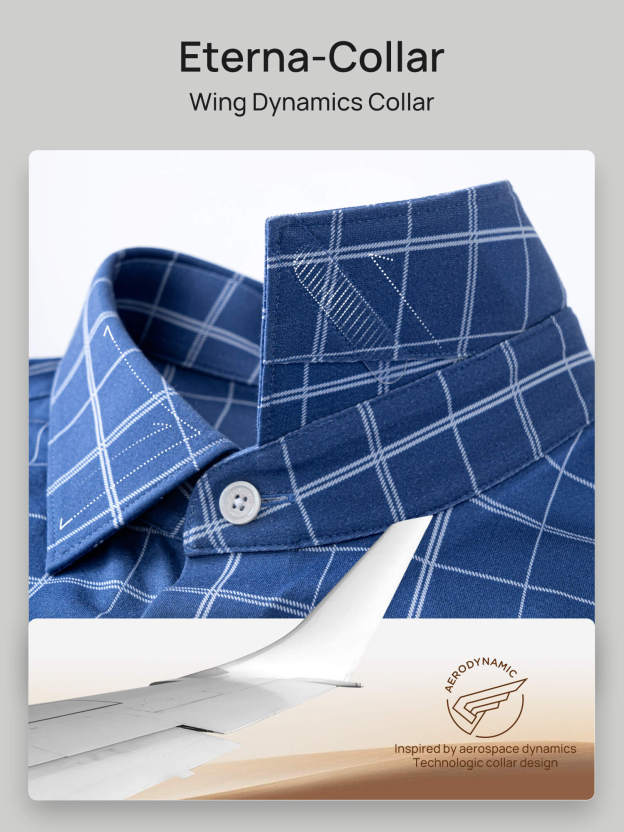 Cobalt Blue Omni-Stretch Check Dress Shirt