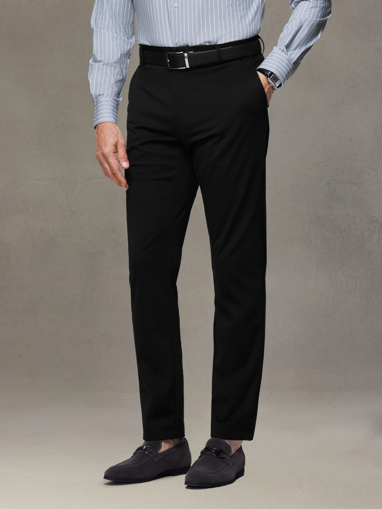 Ink Black Stretch Casual Pants
