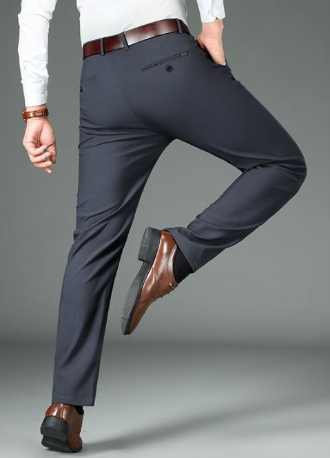 Night Sky Blue / Black Printed Cotton Stretch Dress Pants-OWN DREAM Shirts