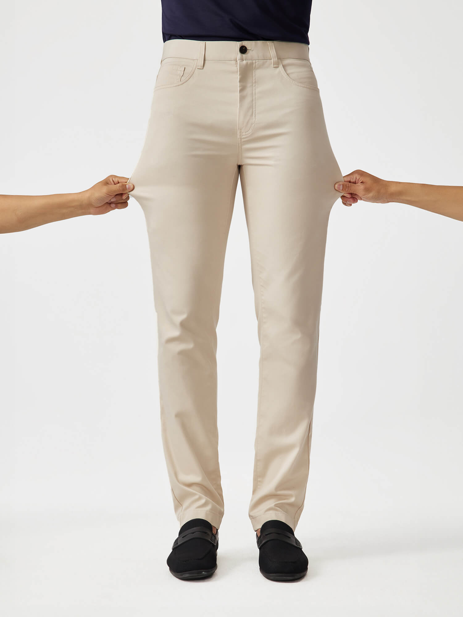 Naples Khaki / Black Stretch 5-Pocket Pants-OWN DREAM Shirts