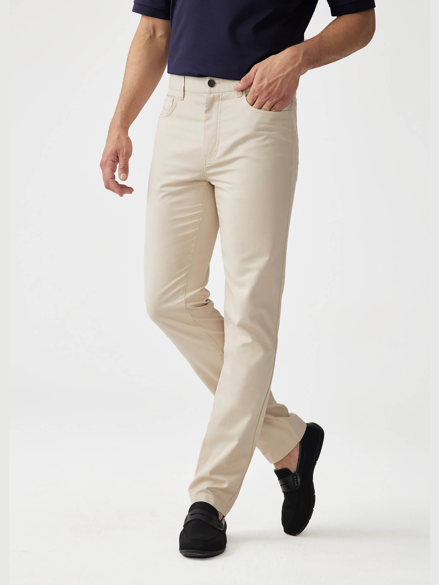 Naples Khaki Stretch 5-Pocket Pants-Own Dream Shirts-Dress Shirts for Men