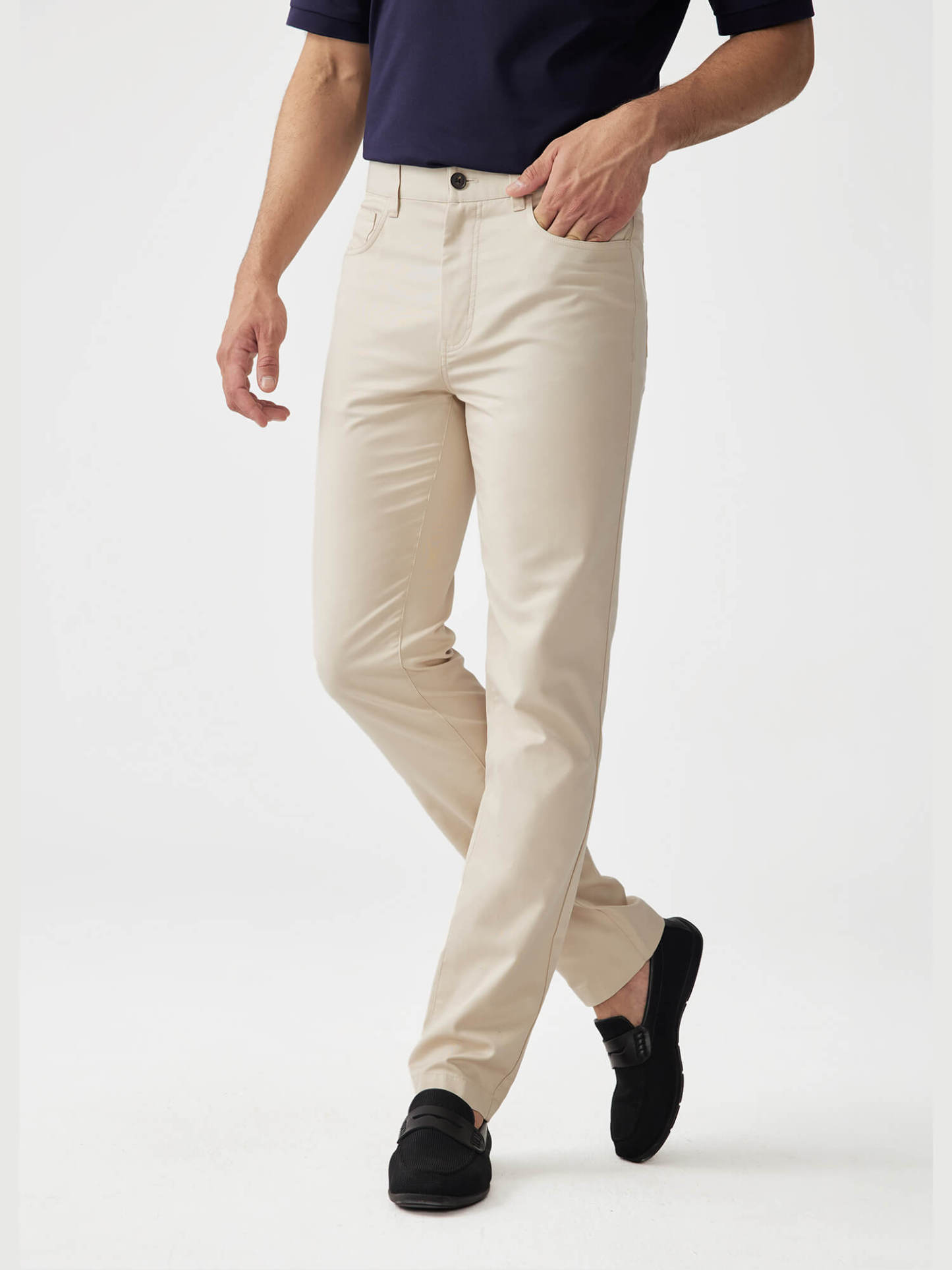 Naples Khaki / Black Stretch 5-Pocket Pants-OWN DREAM Shirts