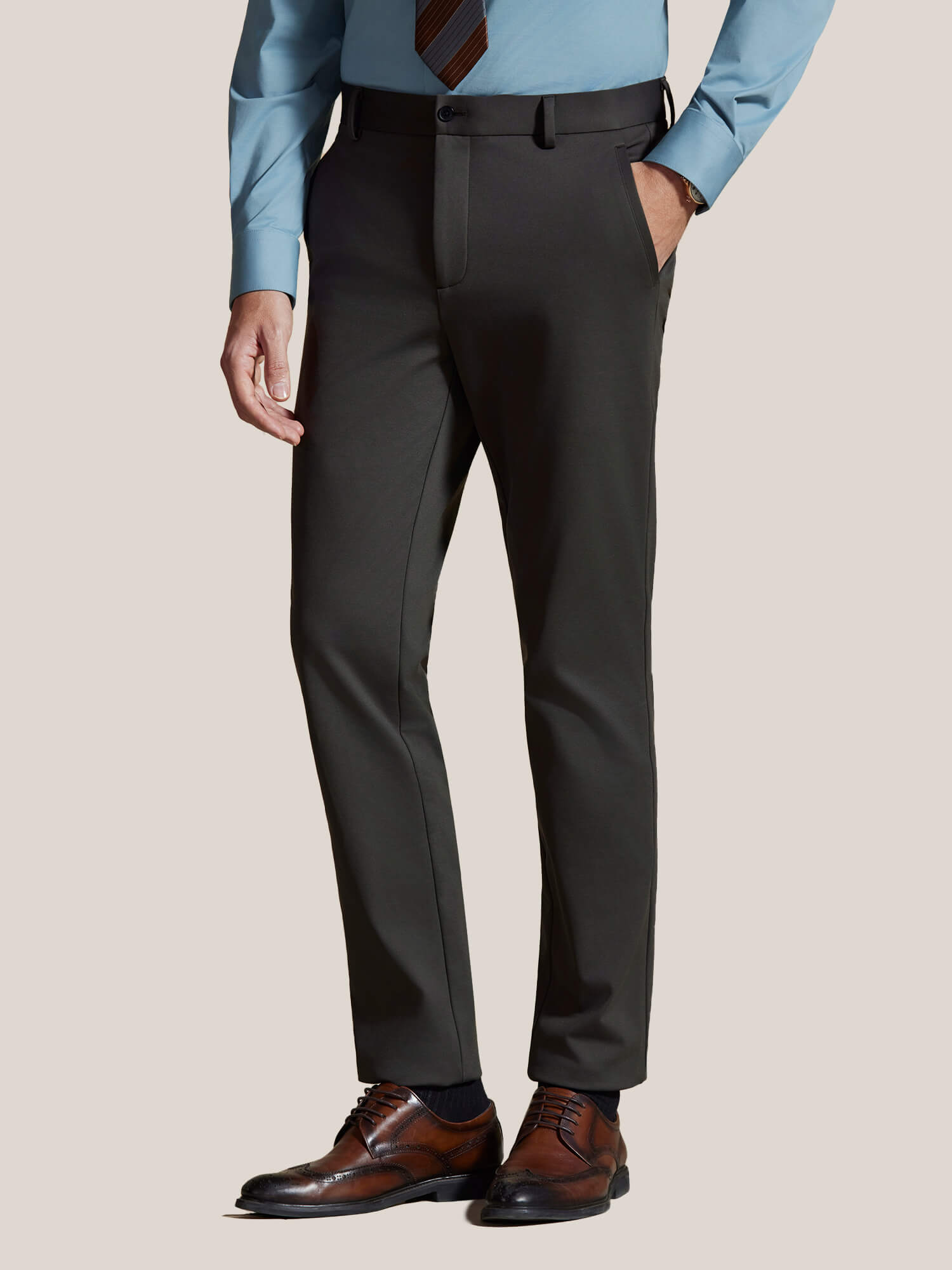 Stone Mocha Stretch Pants-Own Dream Shirts-Dress Shirts for Men