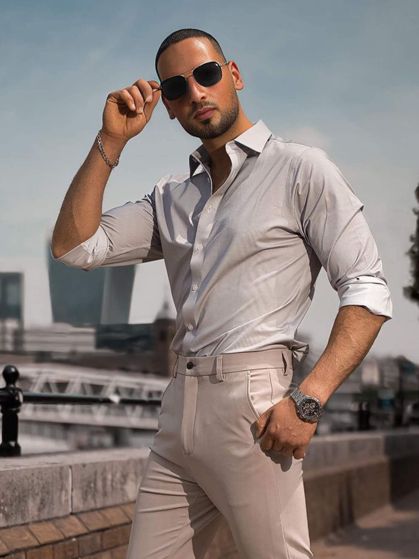 Luxurious Soft White Stretch Shirt-OWN DREAM Shirts