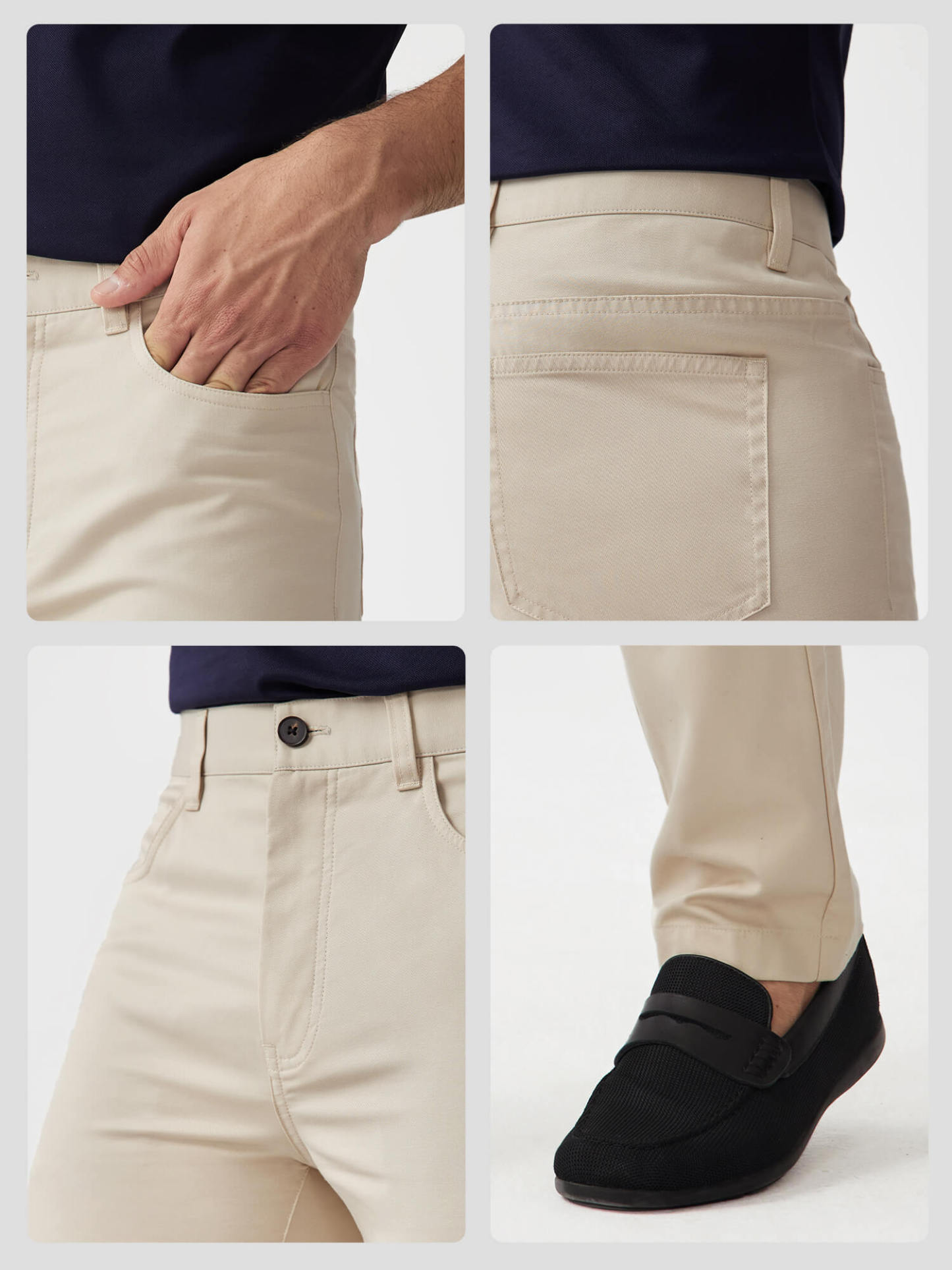 Naples Khaki / Black Stretch 5-Pocket Pants-OWN DREAM Shirts