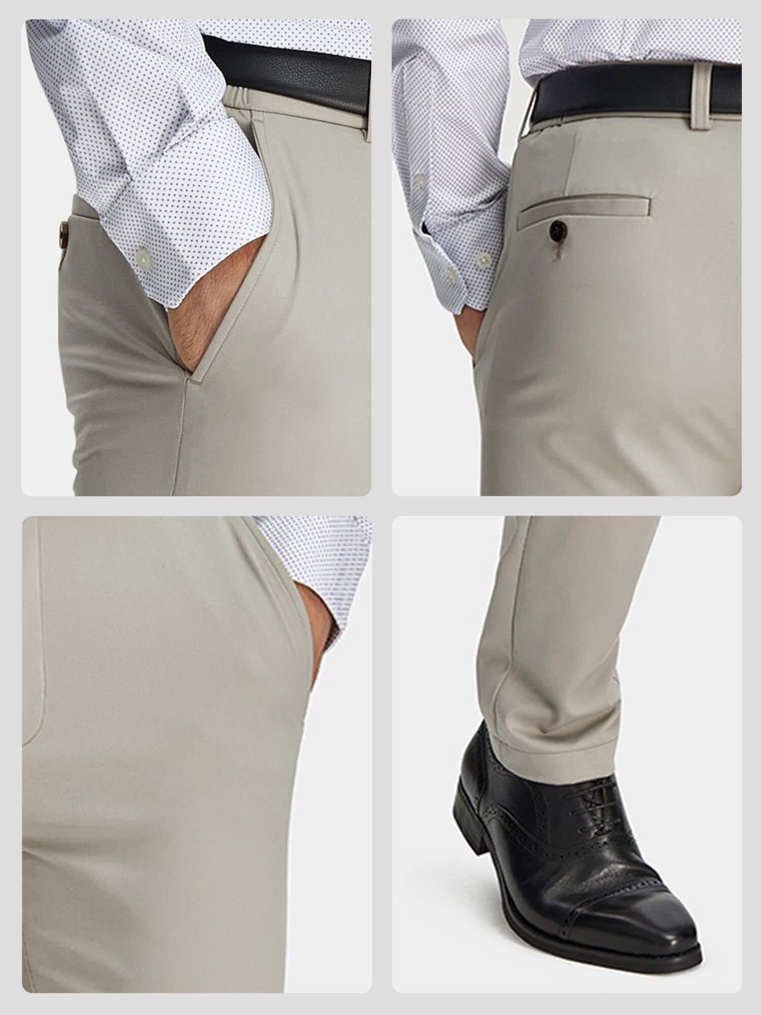 Light Khaki Ultra Stretch Dress Pants-OWN DREAM Shirts
