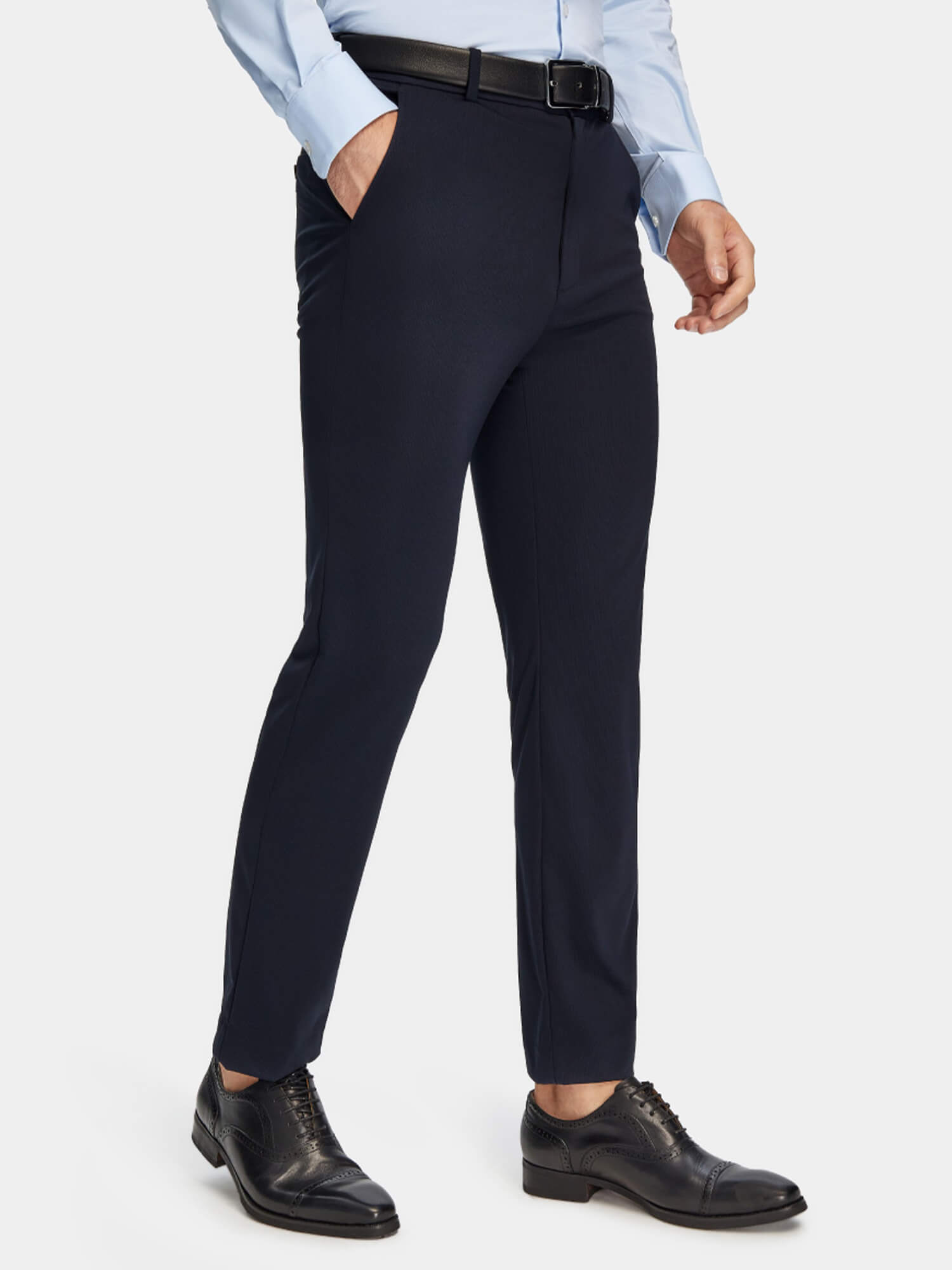 Night Sky Blue / Black Printed Cotton Stretch Dress Pants-OWN DREAM Shirts