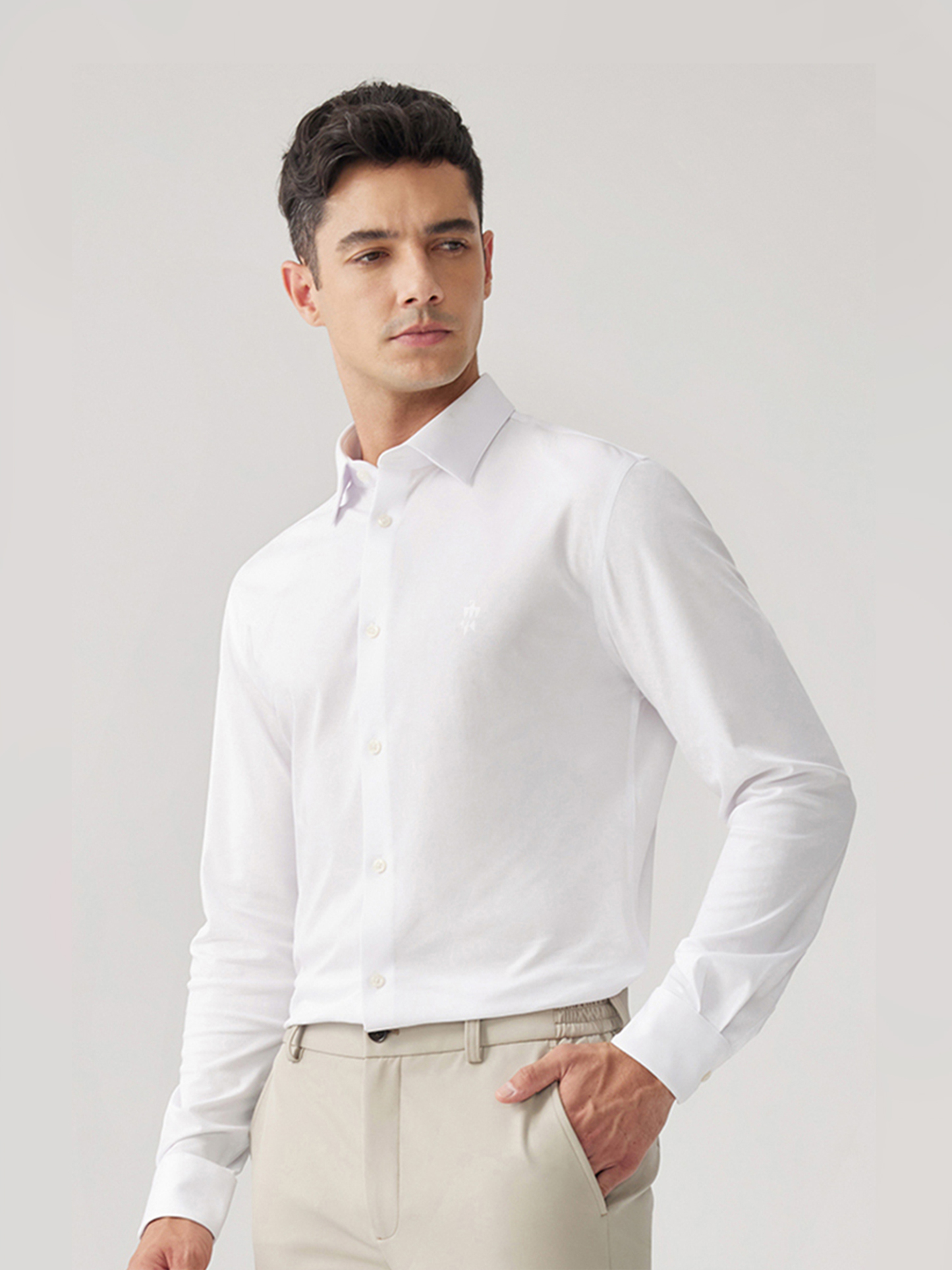 OWN DREAM Luxurious Soft White Stretch Shirt-Own Dream Shirts-Dress Shirts for Men