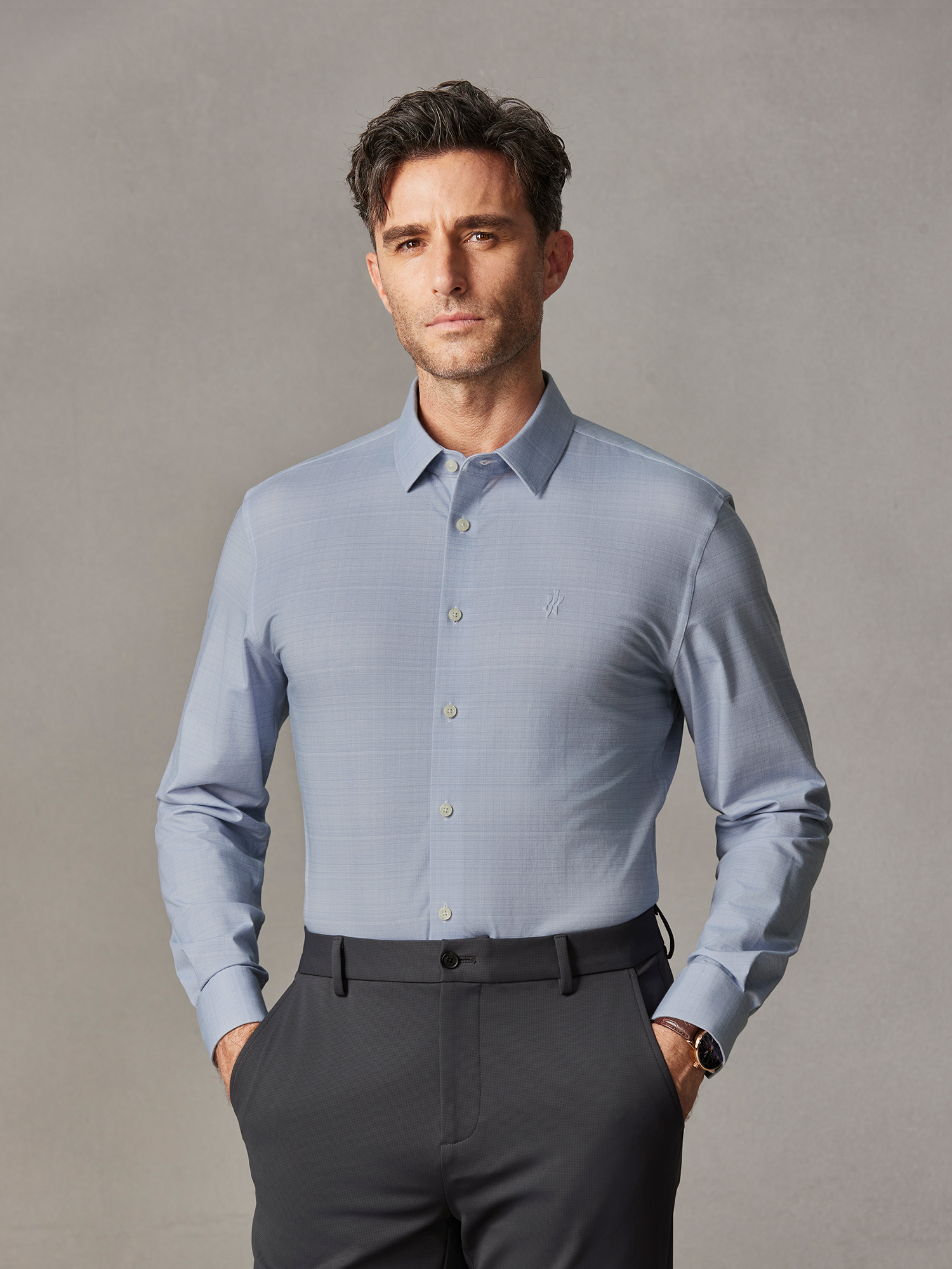 Mist Grey Cloudweave High-Stretch Shirt