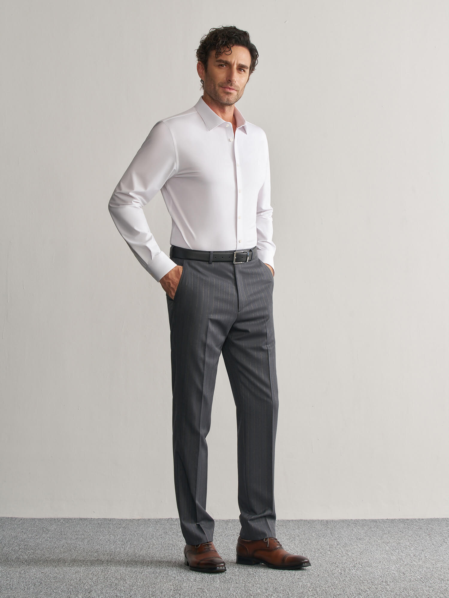 Luxurious Soft White Stretch Shirt-OWN DREAM Shirts