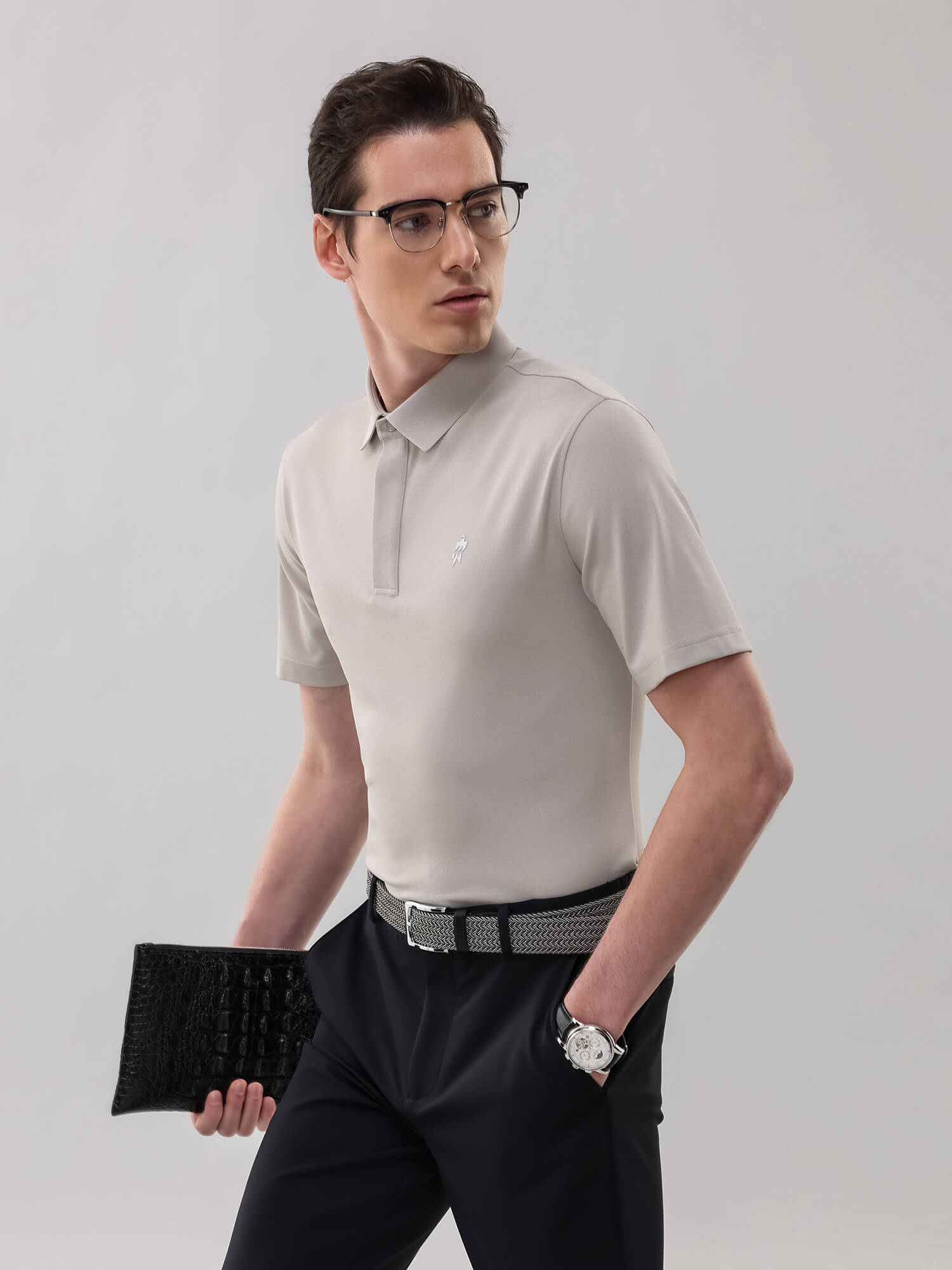 Mineral Gray High-Stretch Polo