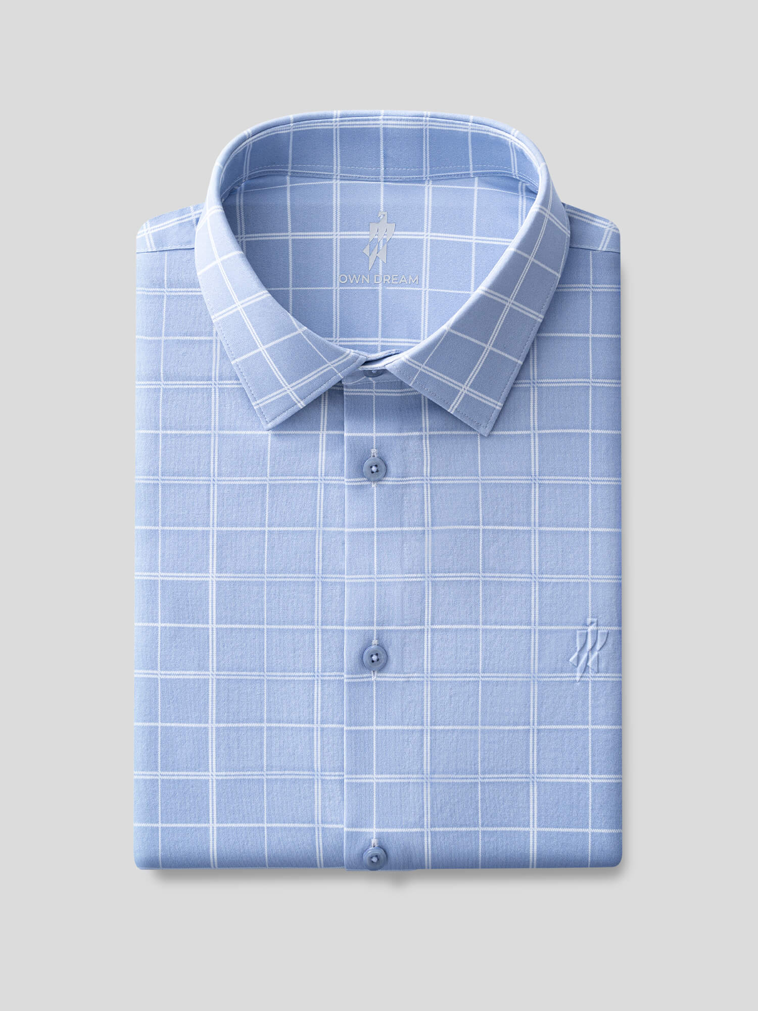 Opal Blue Omni-Stretch Check Short-Sleeve Shirt