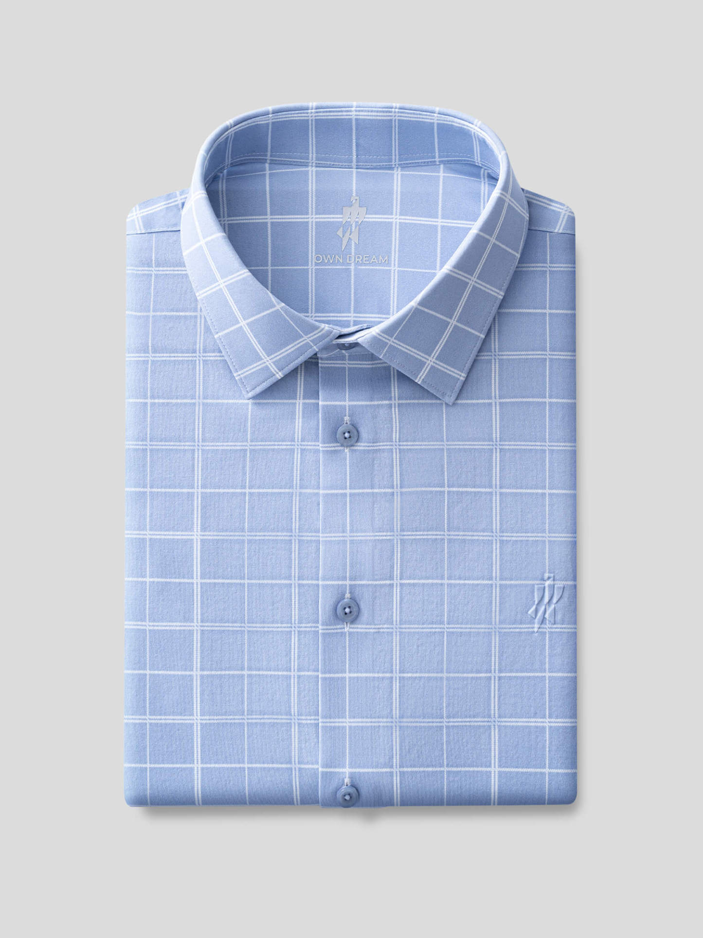 Opal Blue Omni-Stretch Check Short-Sleeve Shirt