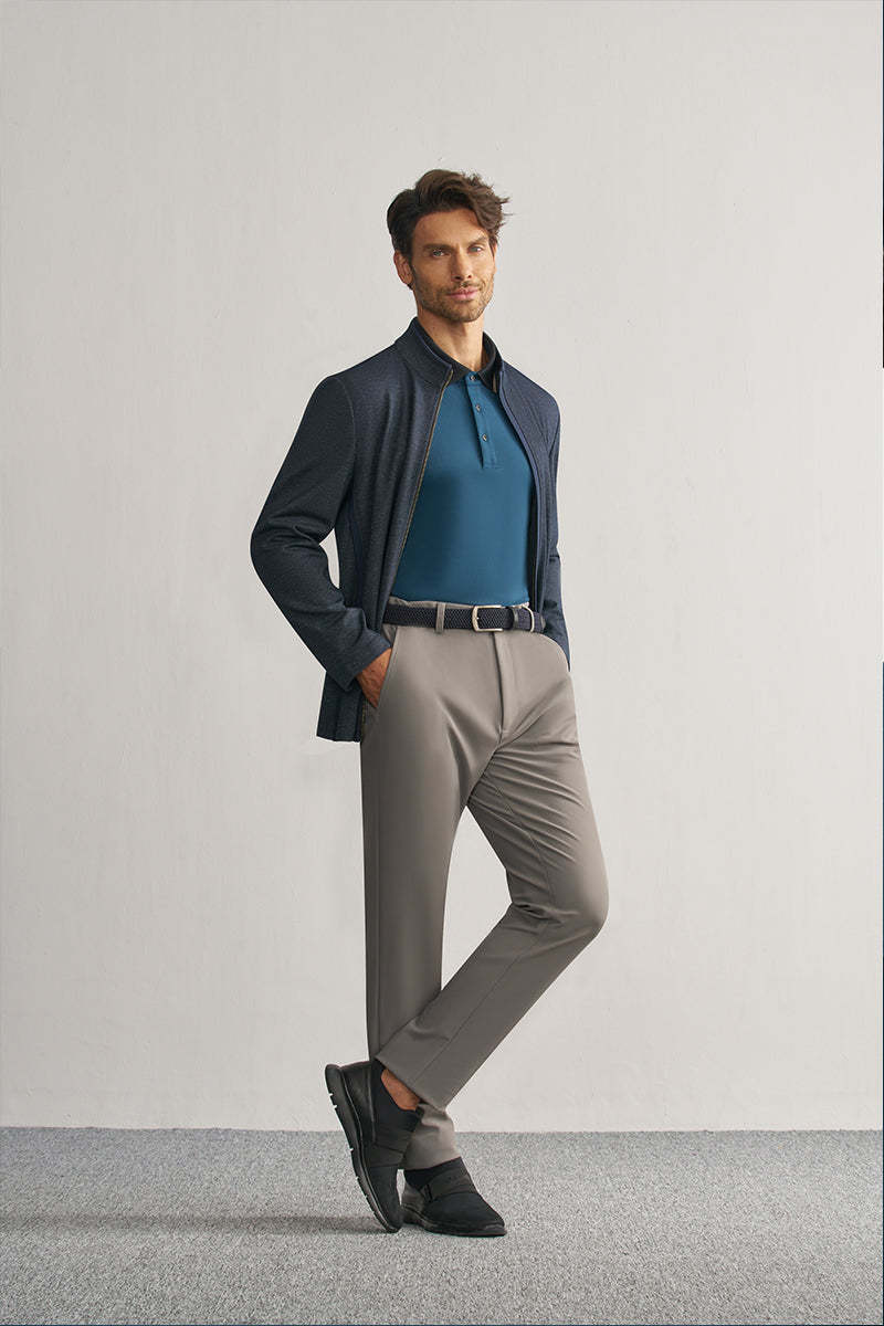 Cyan Long Sleeve Stretch Polo Shirt-OWN DREAM Shirts
