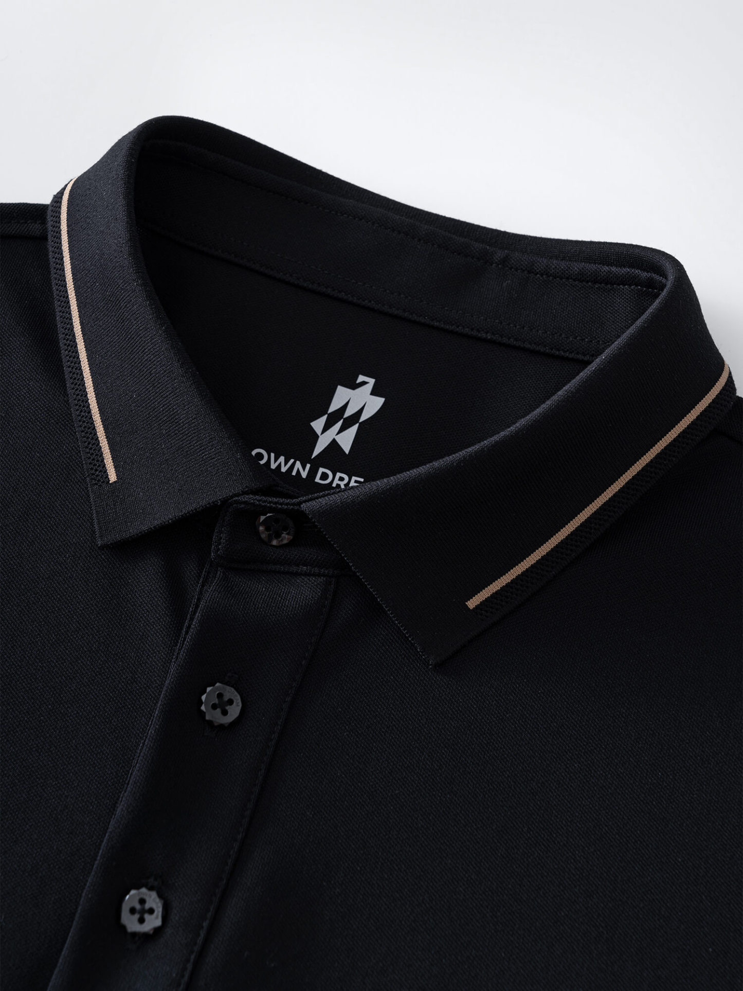 Meteorite Black High-Stretch Gold-Trimmed Collar Polo