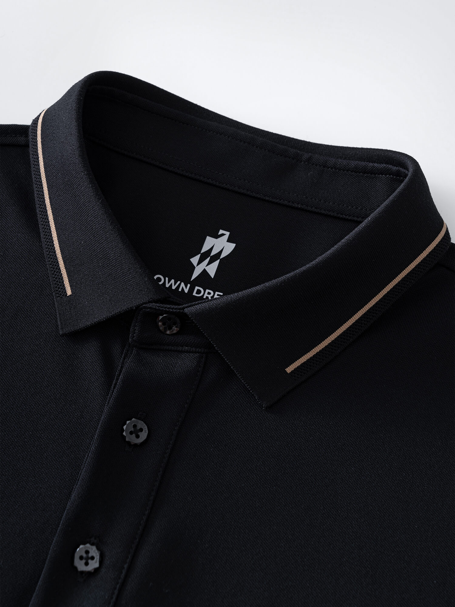 Meteorite Black High-Stretch Gold-Trimmed Collar Polo