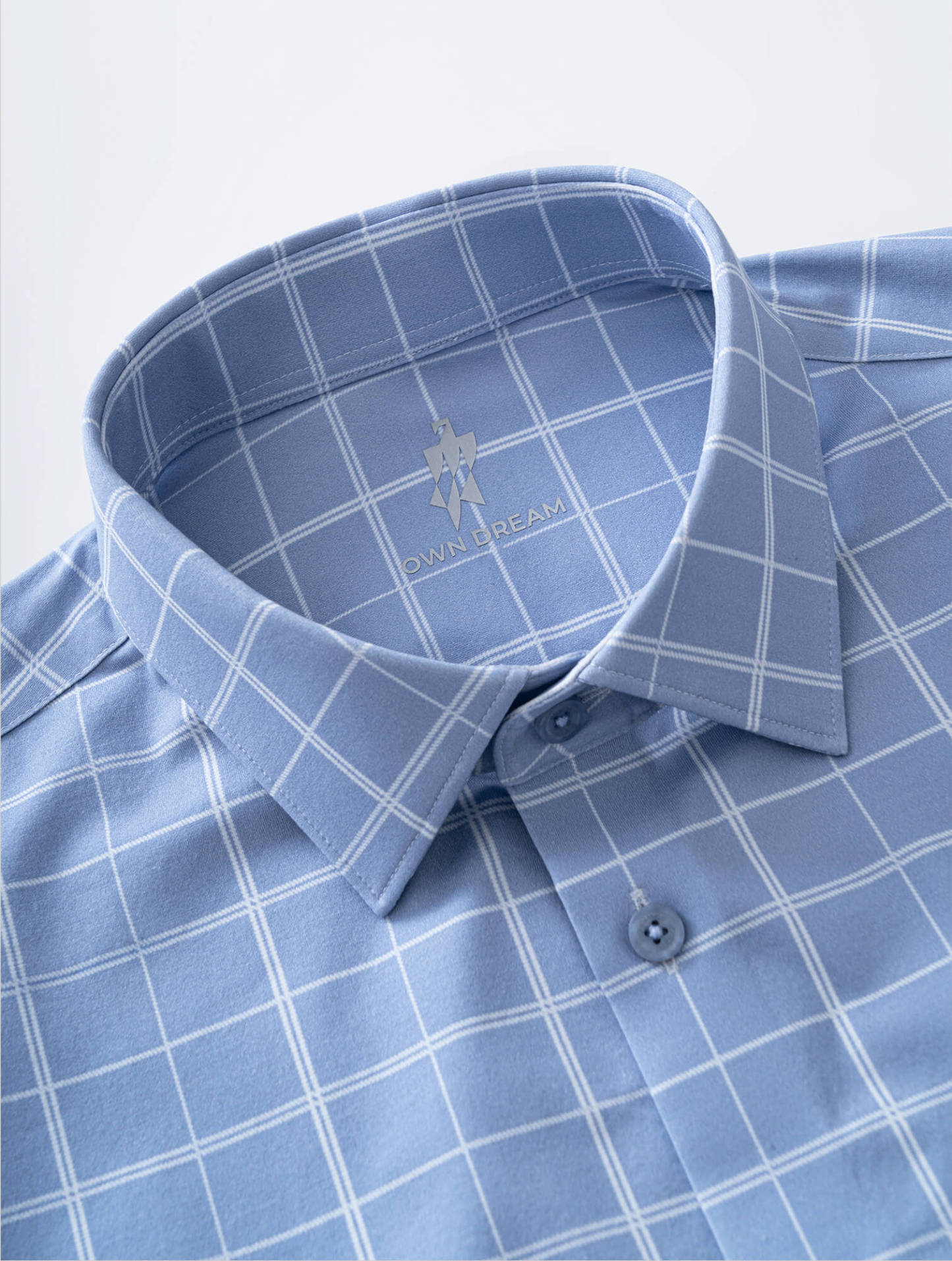Opal Blue Omni-Stretch Check Short-Sleeve Shirt