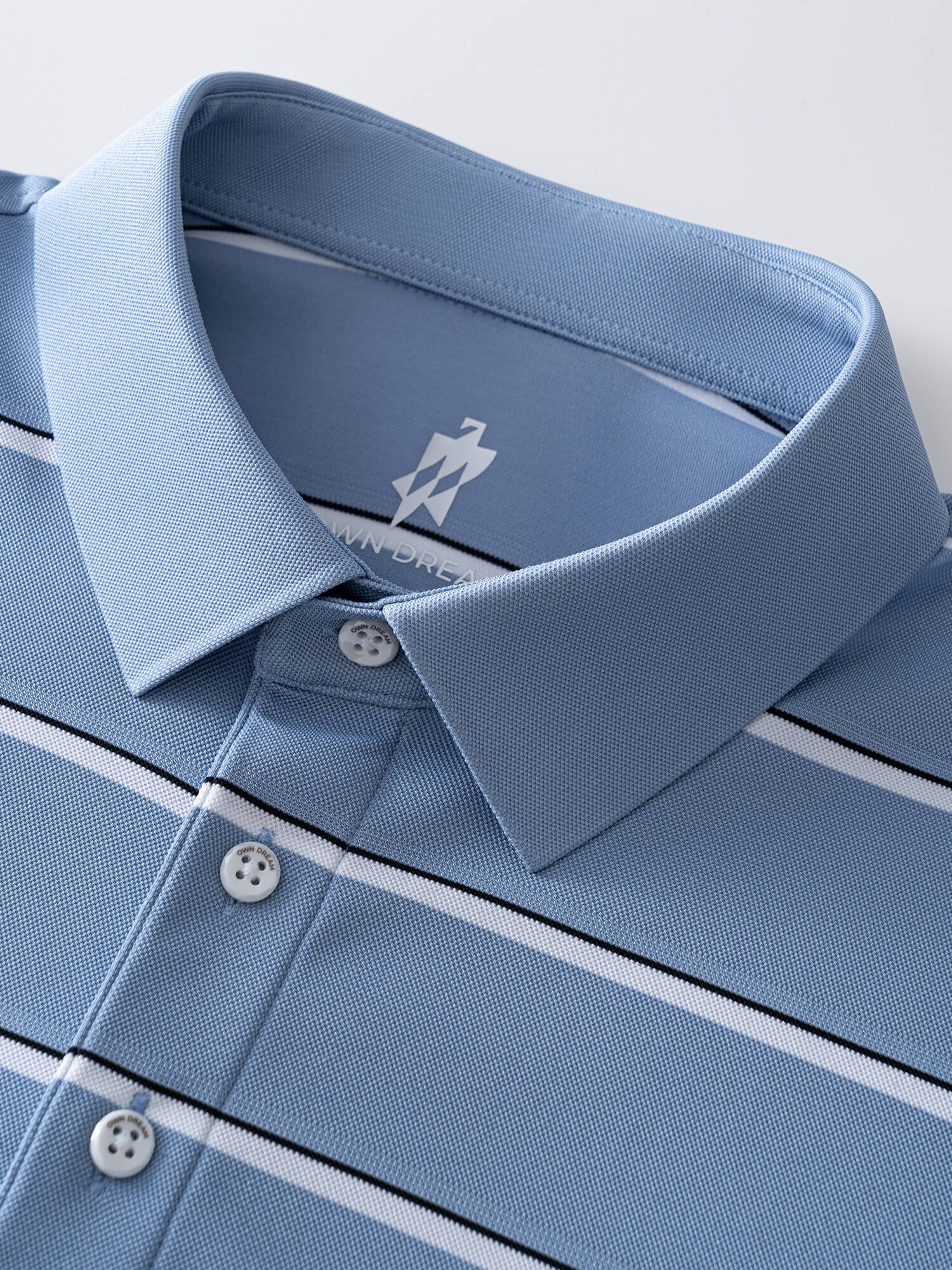 Sky Blue Striped High-Stretch Polo