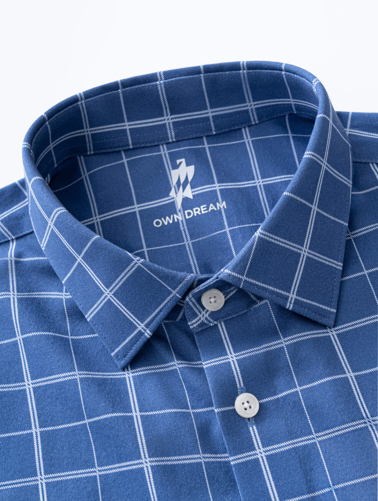 Cobalt Blue Omni-Stretch Check Dress Shirt