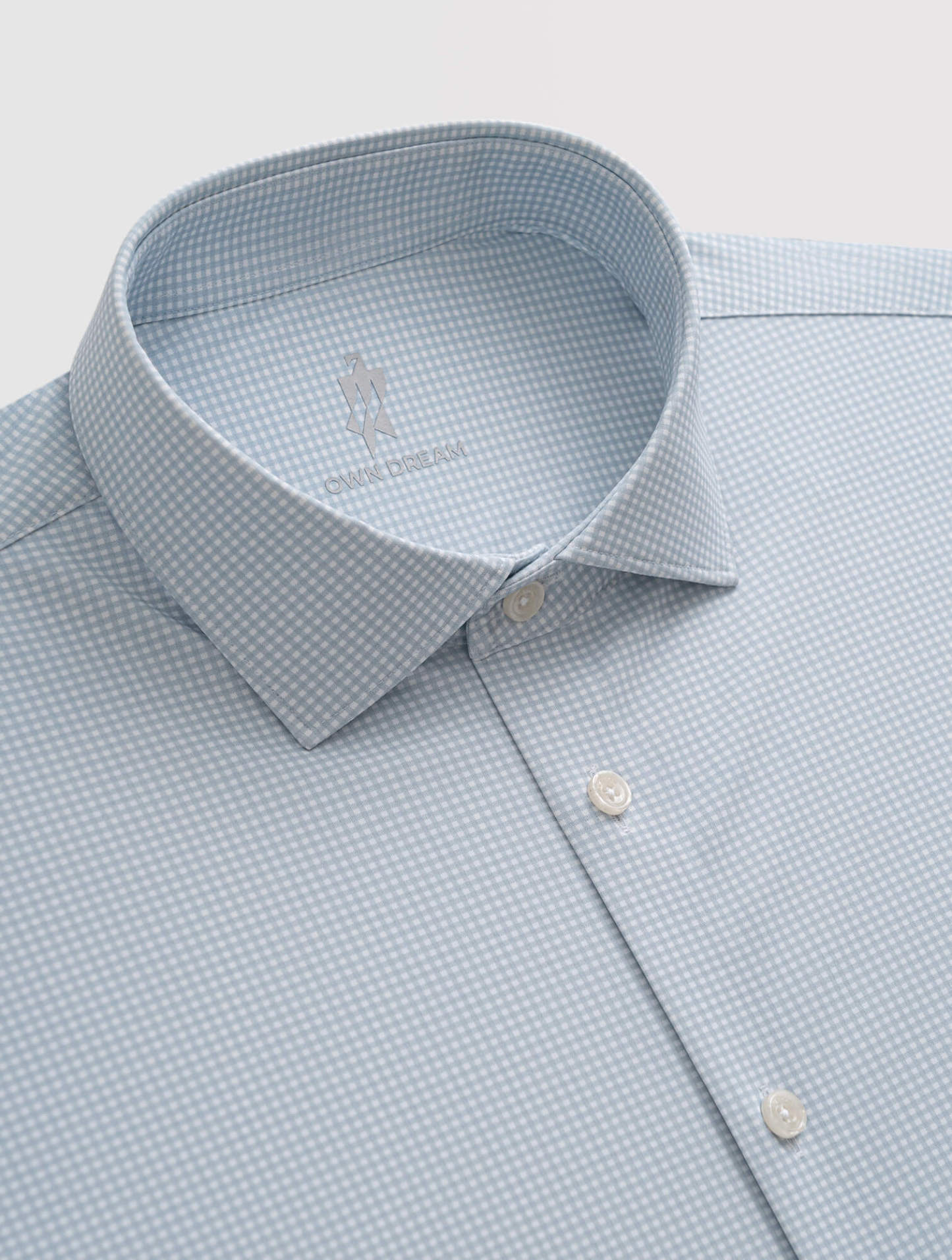 Glacier Gray Blue Check High-Stretch Short-Sleeve Shirt-OWN DREAM