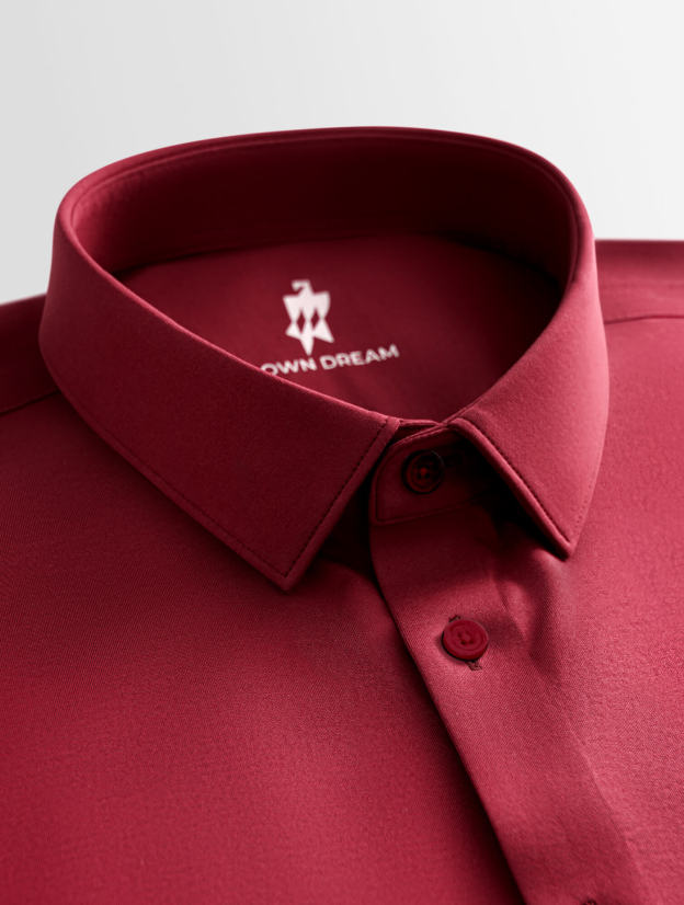 Bordeaux Red Stretch Shirt-Own Dream Shirts-Dress Shirts for Men